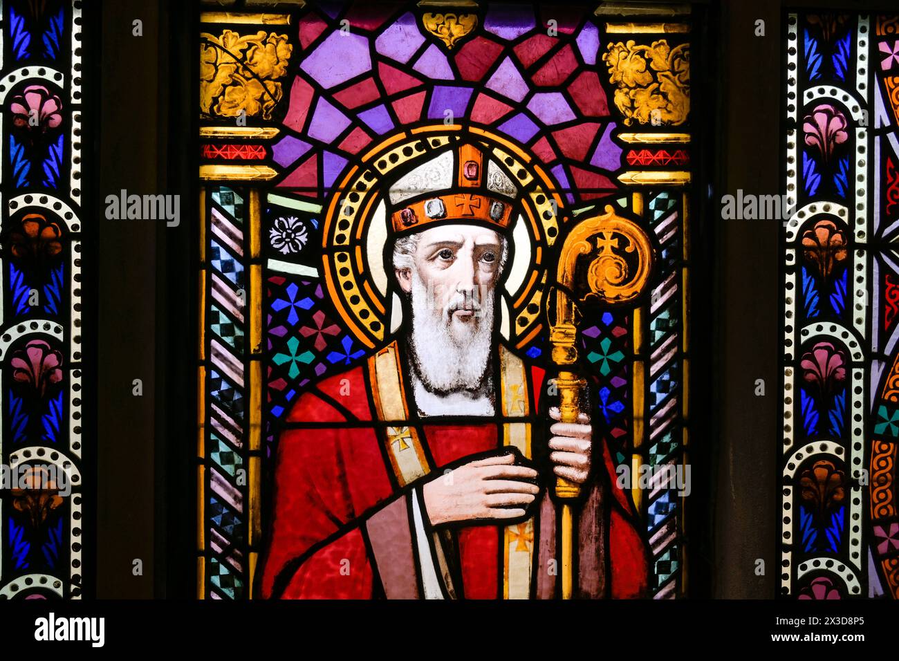 Heiliger Paulus, Bleiglasfenster, Kathedrale, Catedral de la Santa Creu i Santa Eulalia, Barcelona, Katalonien, Spanien Banque D'Images