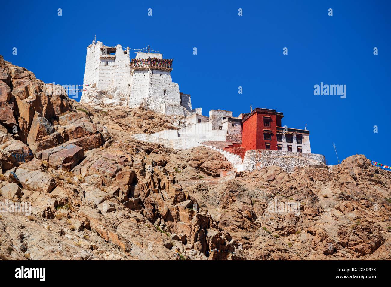 Namgyal tsemo Monastery ou Namgyal tsemo Gompa est un monastère bouddhiste situé dans la ville de Leh dans le Ladakh, dans le nord de l'Inde Banque D'Images