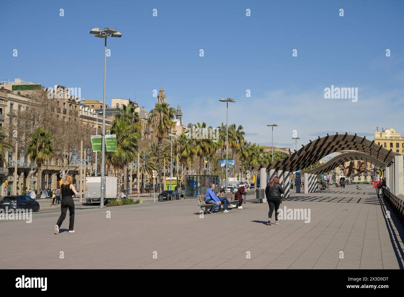 Moll de la Fusta, Promenade am Hafen Port Vell, Barcelone, Katalonien, Espagne Banque D'Images