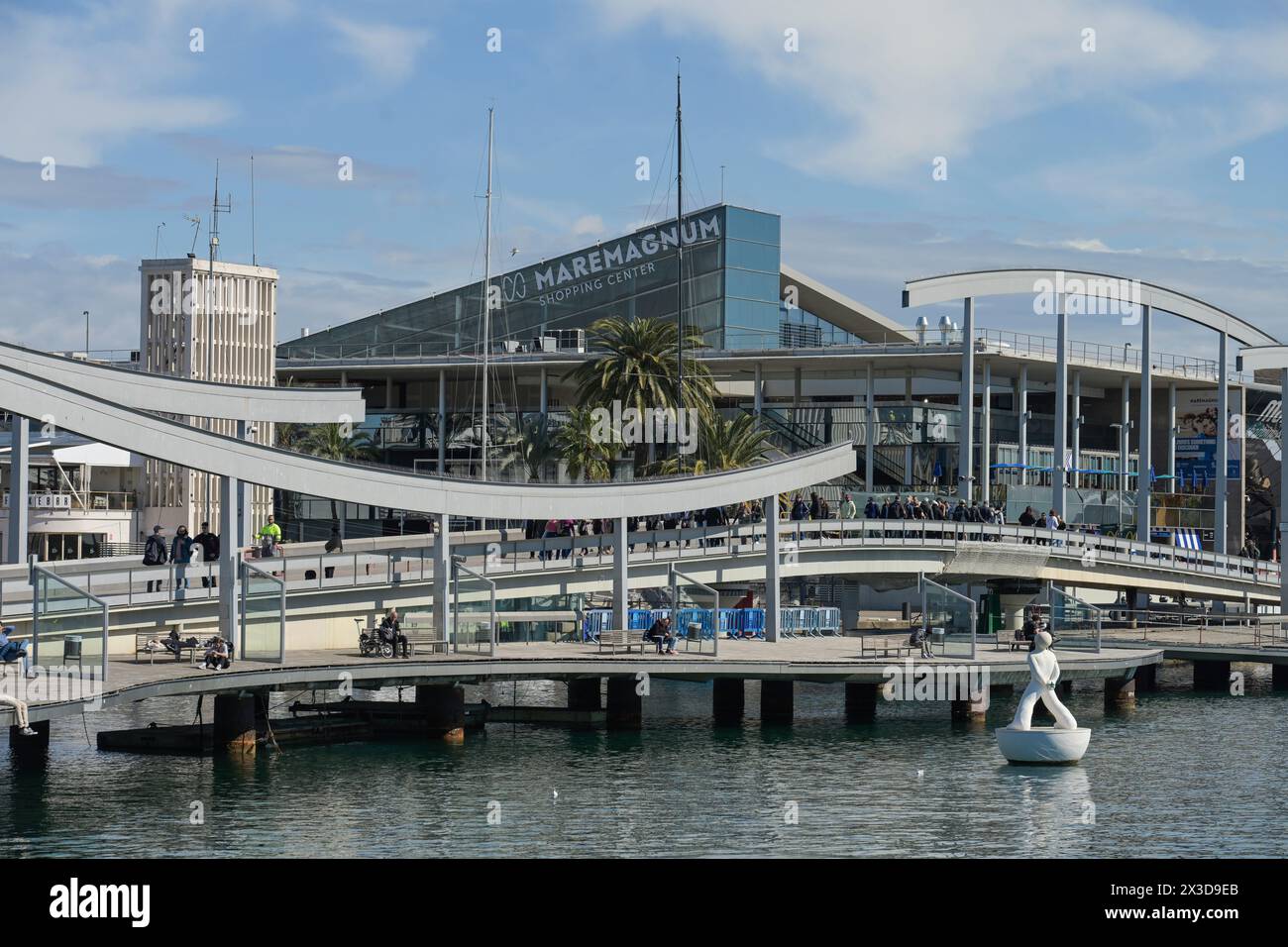 Yachthafen, Brückensteg Rambla de Mar, Maremagnum Shoppingcenter, Barcelona, Katalonien, Spanien Banque D'Images
