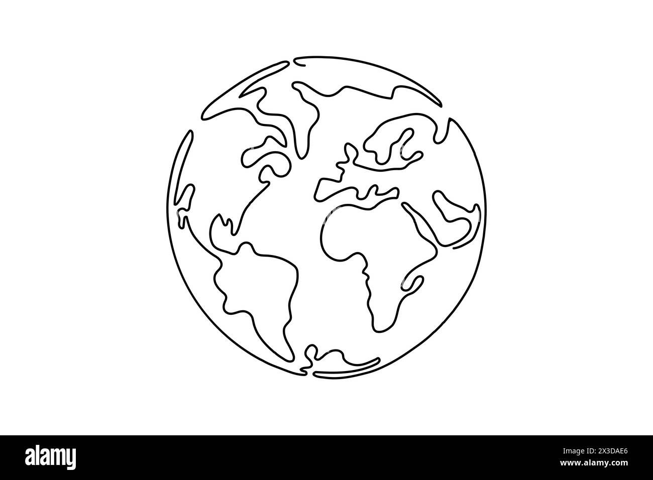 Dessin de ligne continue de la ligne de vecteur de terre de globe de ligne de globe de vecteur de carte du monde illustration. Illustration de Vecteur