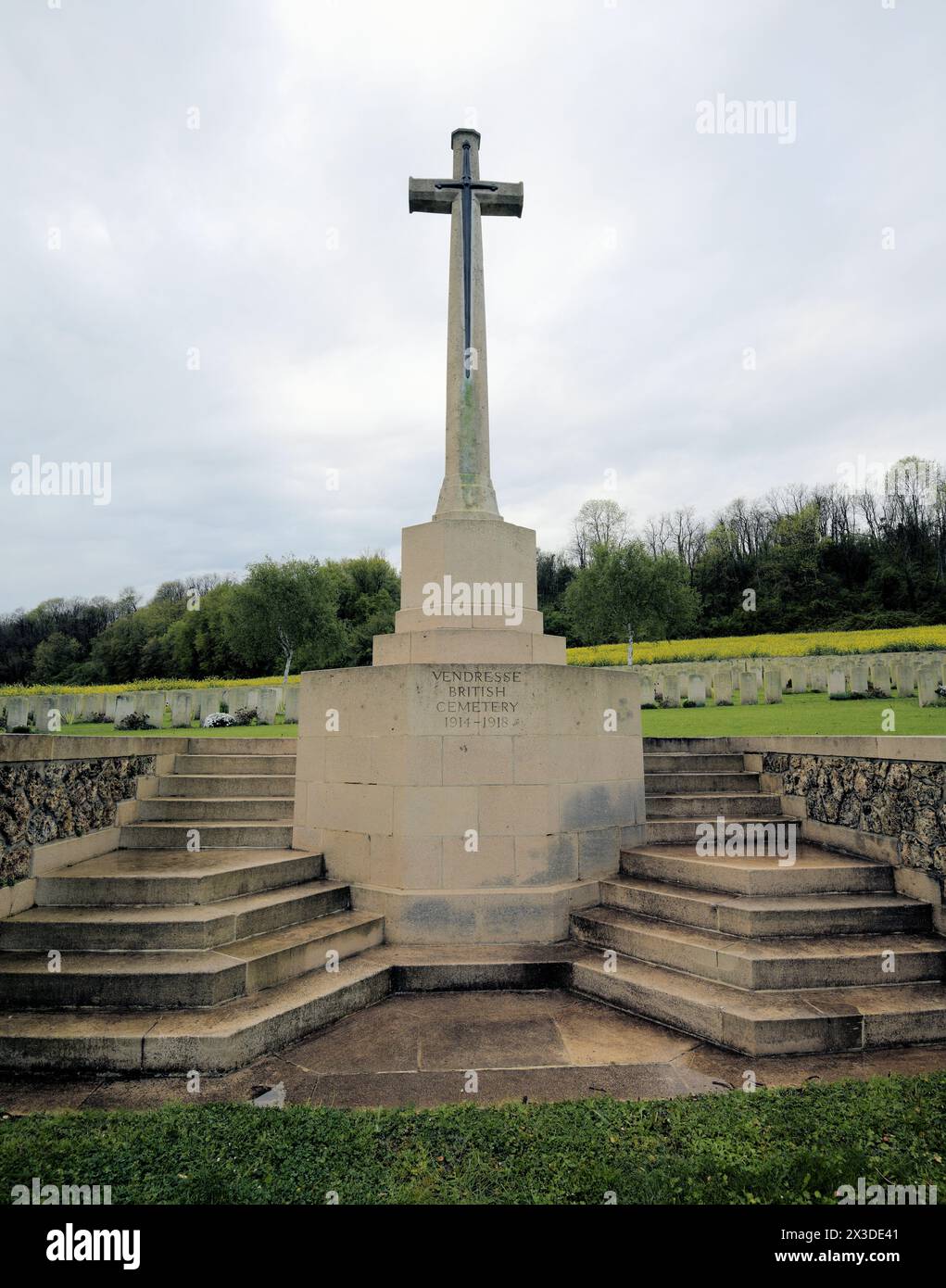 Cimetière britannique de la première Guerre mondiale de Vendresse, région de l'Aisne, au sud du chemin des Dames, France. Banque D'Images
