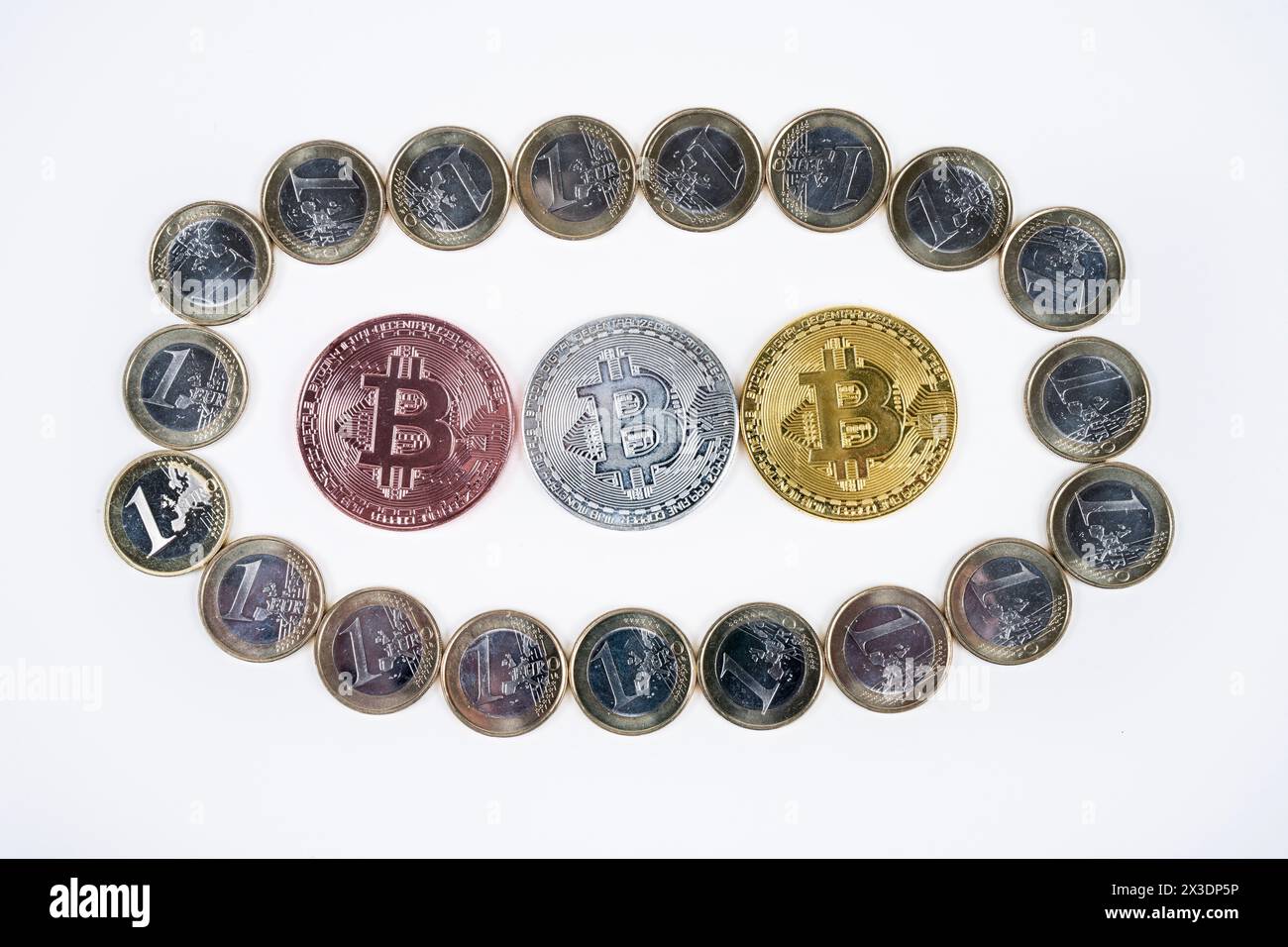 Symbolfoto Bitcoin, euros, Krypto Banque D'Images
