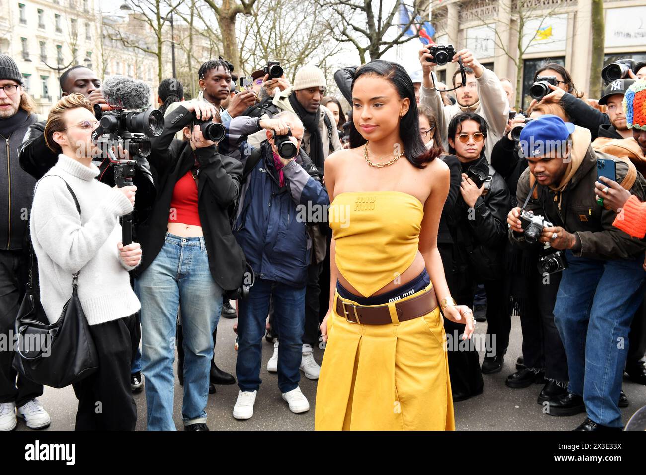 Paola Locatelli - Streestyle at Paris Fashion week - Outside MiuMiu - Conseil économique et social - Paris - France Banque D'Images