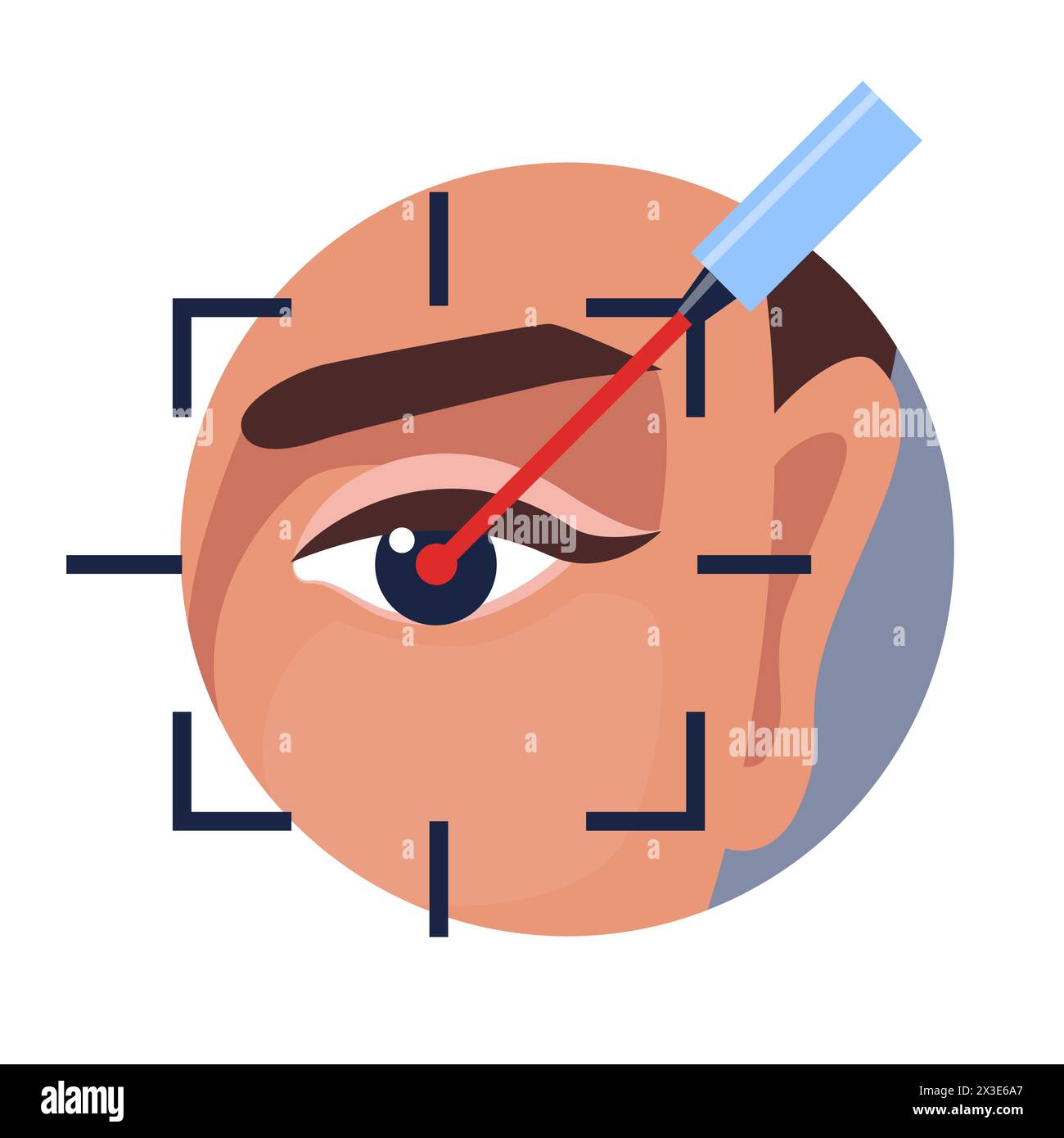 Chirurgie au laser oculaire, ophtalmologie lasik Treatment Icon, correction médicale de la vision vectorielle. Icône de ligne de chirurgie au laser des yeux pour la maladie de la cornée ou la myopie oper Illustration de Vecteur