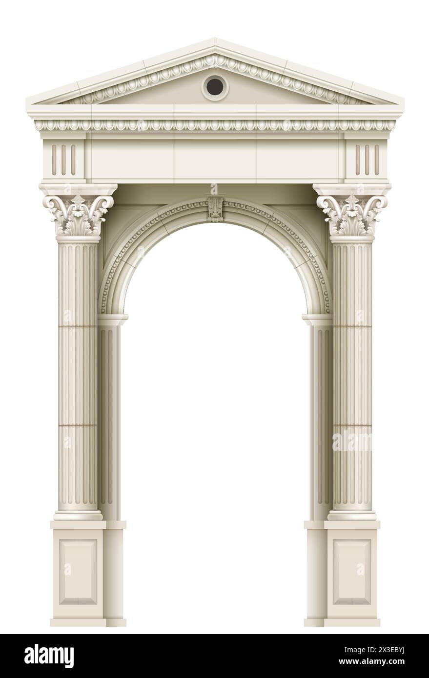 Colonnade blanche antique avec colonnes ioniques Illustration de Vecteur