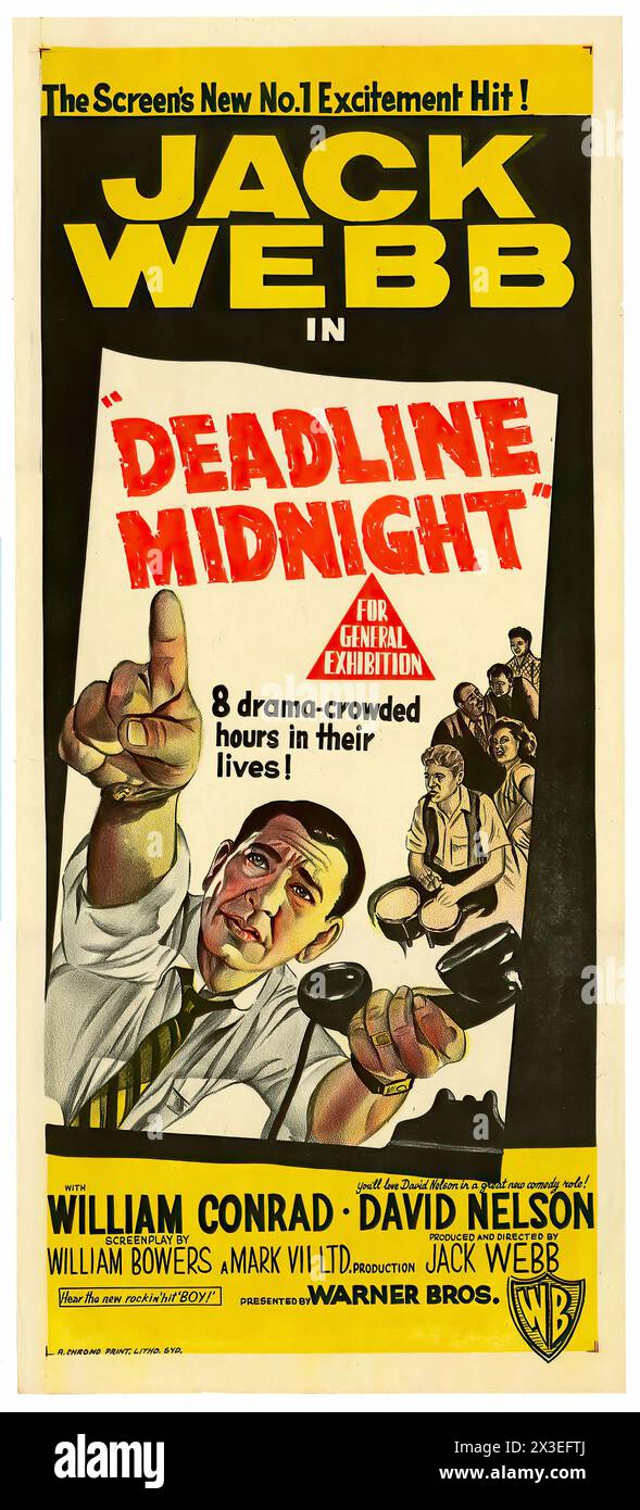 Affiche australienne pour Deadline Midnight - affiche de film vintage Banque D'Images