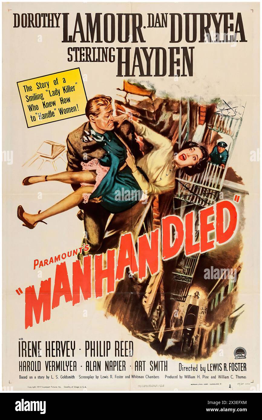 Manhandle - affiche de film promotionnel américain vintage Banque D'Images