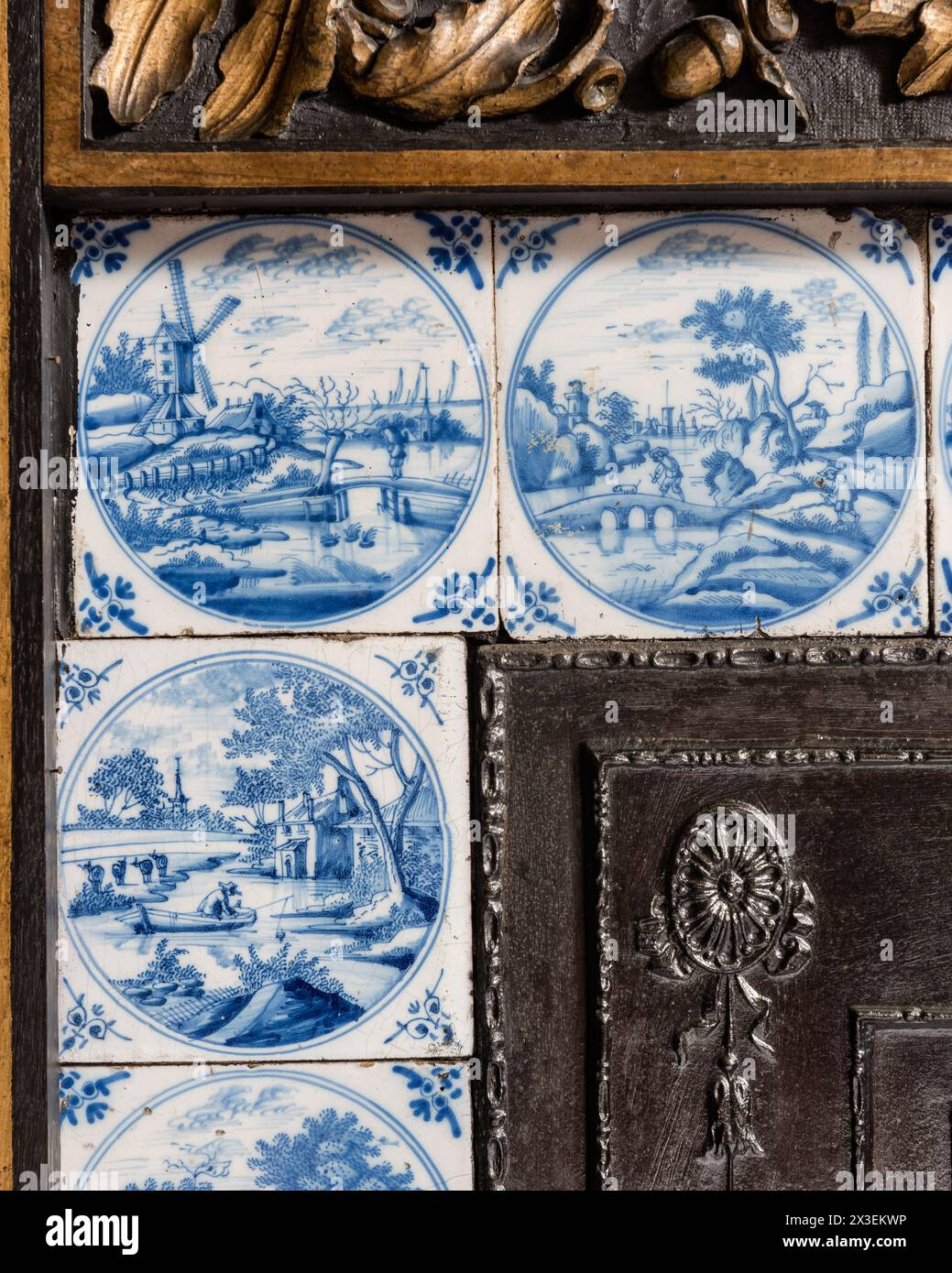 Arts décoratifs à Speke Hall, Grade I Listed National Trust Tudor Manor House, Liverpool, Angleterre, Royaume-Uni. Banque D'Images