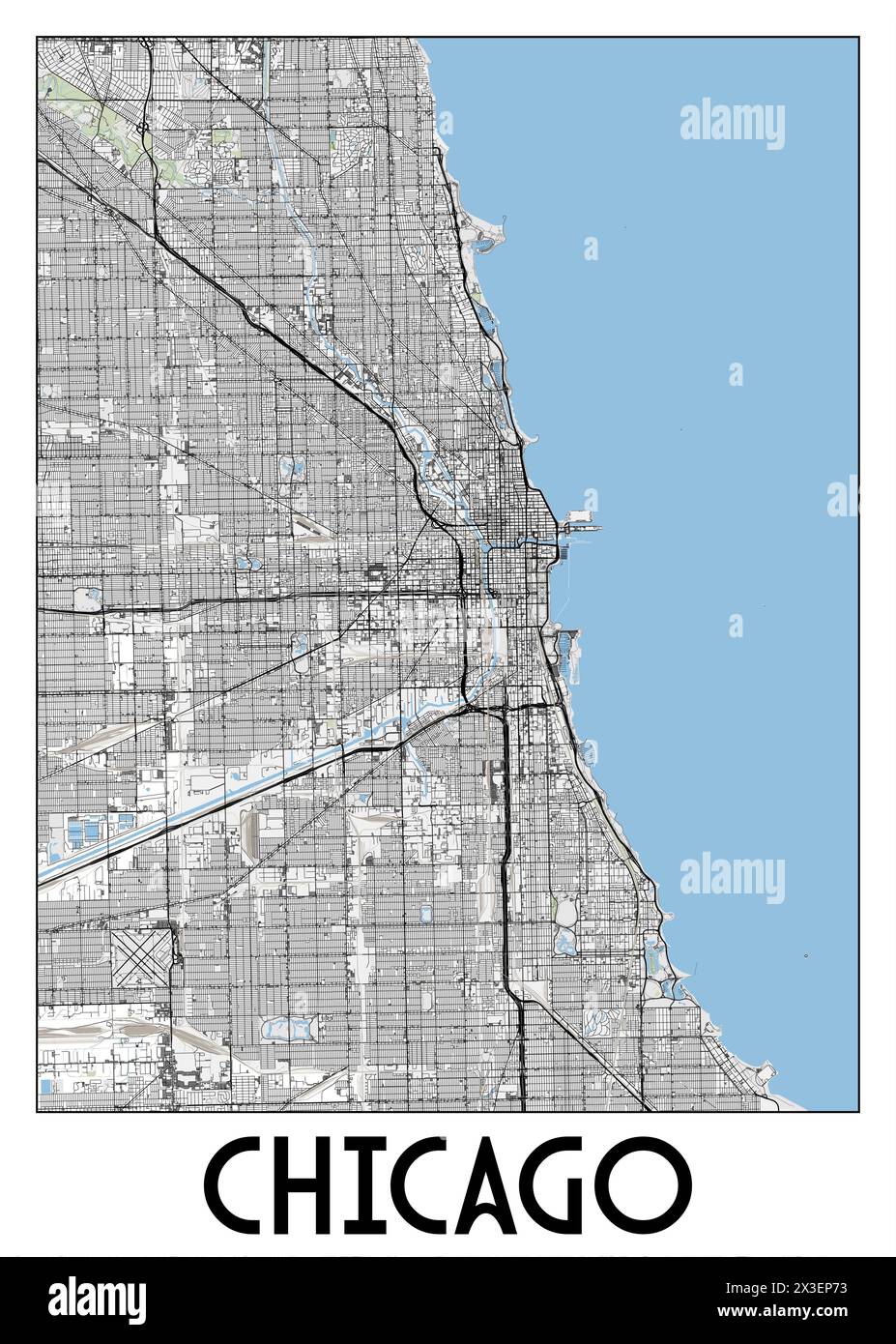 Chicago, États-Unis affiche la carte art Illustration de Vecteur