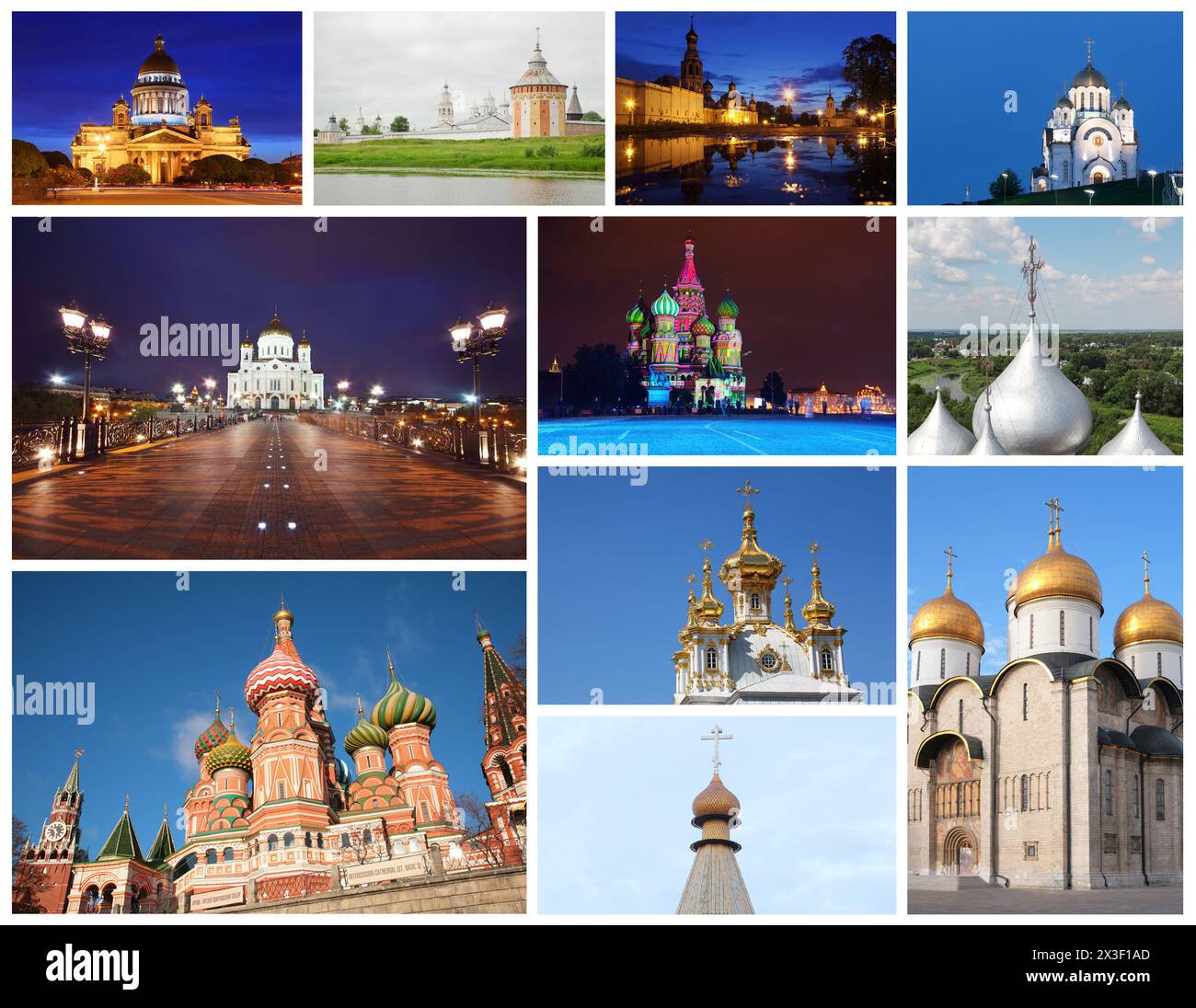 Collage avec de belles églises orthodoxes russes, des intérieurs de luxe Banque D'Images