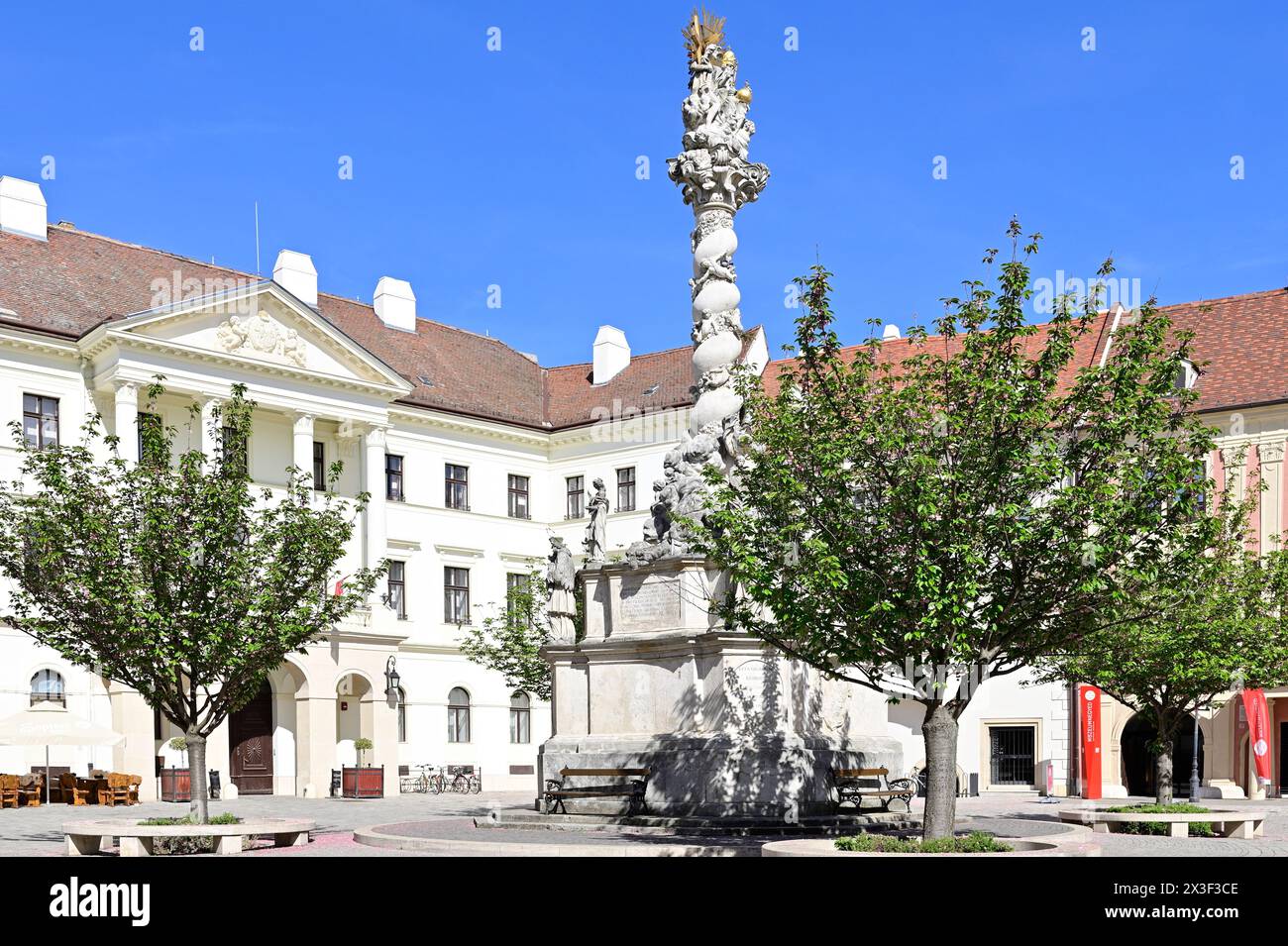 Sopron, Hongrie. La colonne de la Trinité dans la partie historique de Sopron Banque D'Images