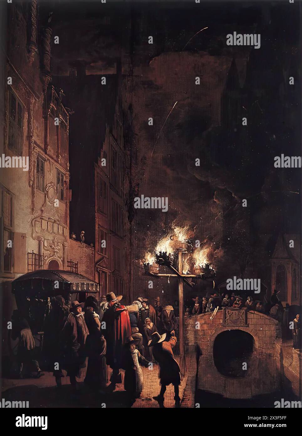 Célébration par Torchlight sur l'Oude Delft - Poel, Egbert van der Banque D'Images