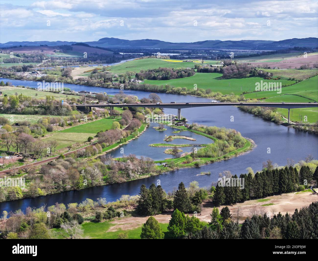 Vue aérienne de Perth en Écosse par drone Banque D'Images