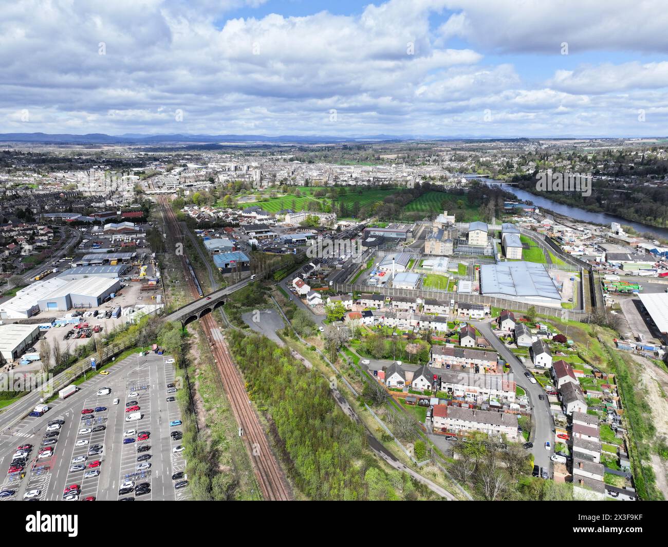 Vue aérienne de Perth en Écosse par drone Banque D'Images