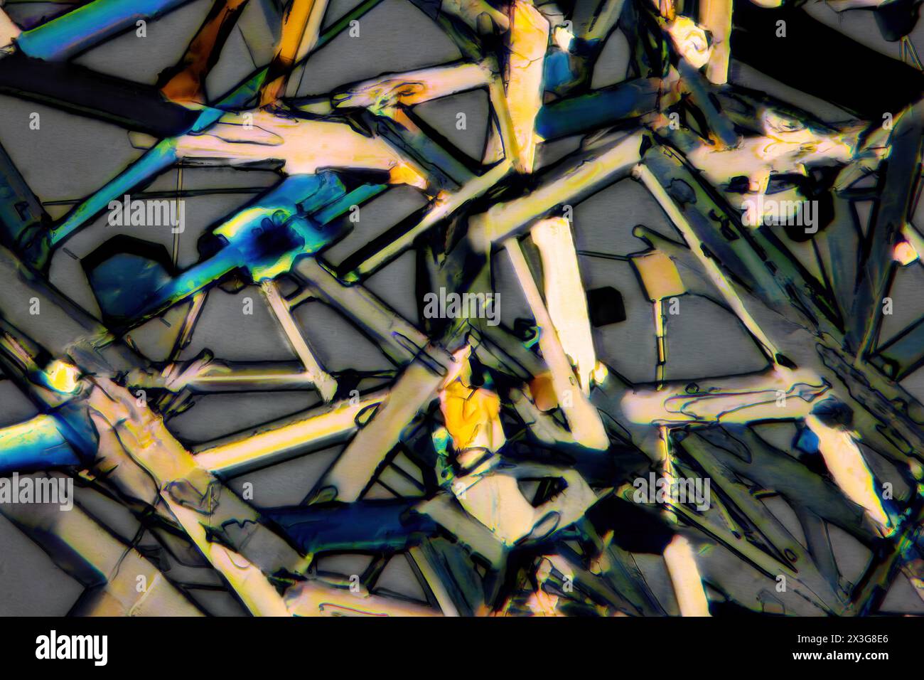 Photographie macro extrême de cristaux de sels d'Epsom Banque D'Images