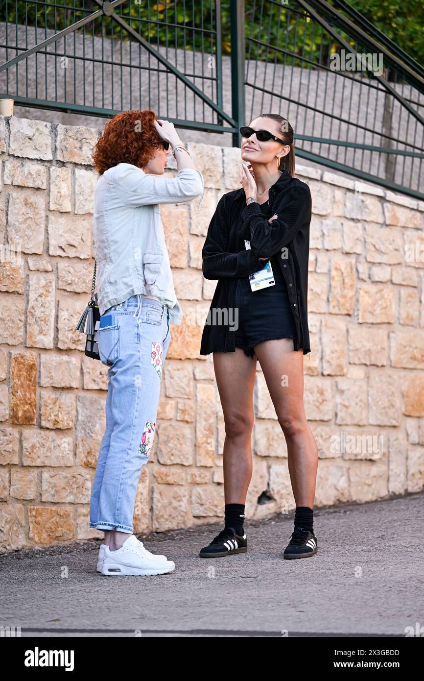 Paris, France. 12 avril 2024. Sophia Thomalla lors du Rolex Monte-Carlo ATP Masters 1000 le 12 avril 2024 au Monte Carlo Country Club de Roquebrune Cap Martin, France près de Monaco. Crédit : Victor Joly/Alamy Live News Banque D'Images