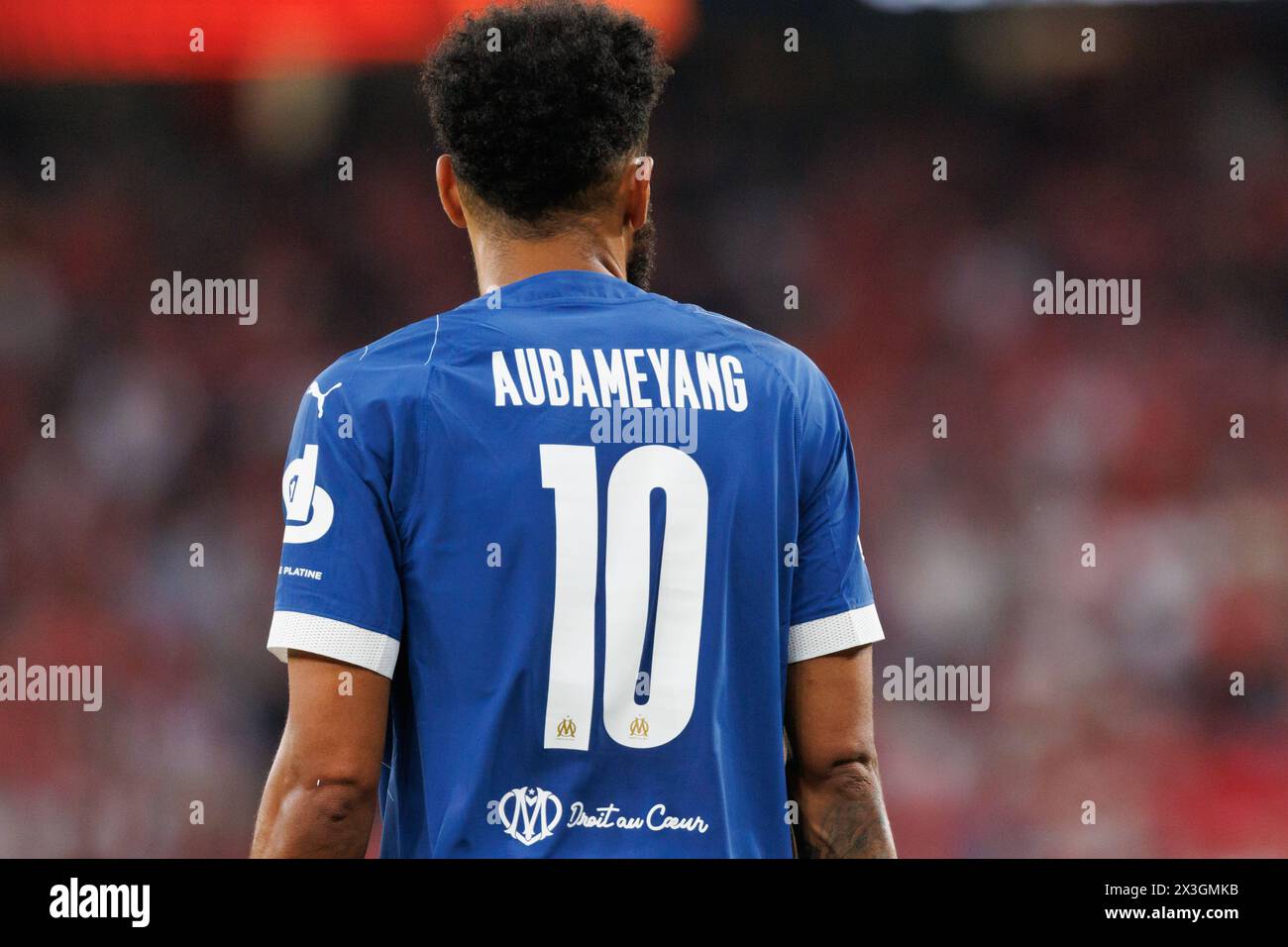 Pierre-Emerick Aubameyang lors d'un match de l'UEFA Europa League entre SL Benfica et Olympique de Marseille à l'Estadio Da Luz, Lisbonne, Portugal. (Maciej Ro Banque D'Images