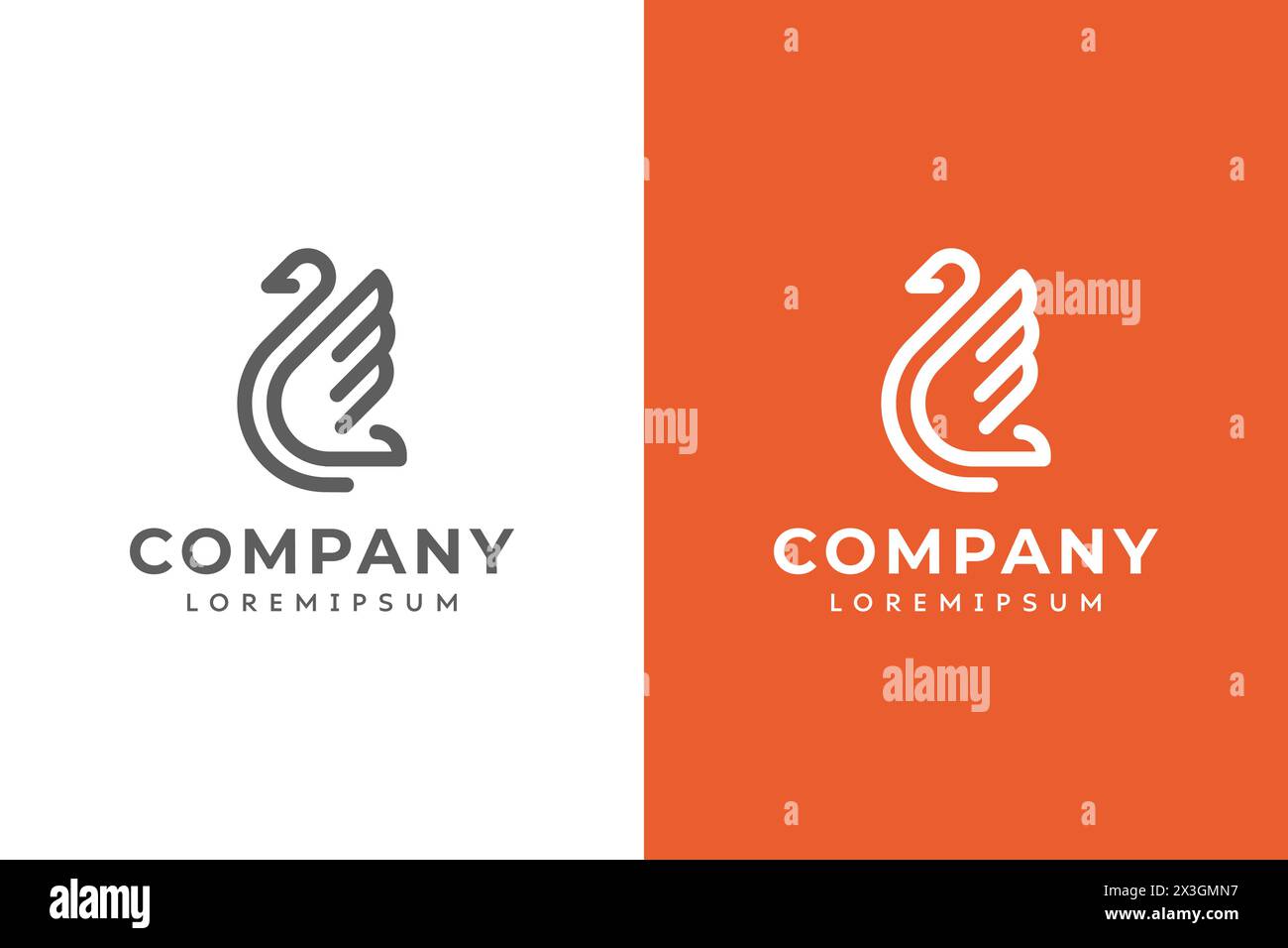 Logo Swan avec modèle vectoriel de style de dessin de ligne minimaliste Illustration de Vecteur