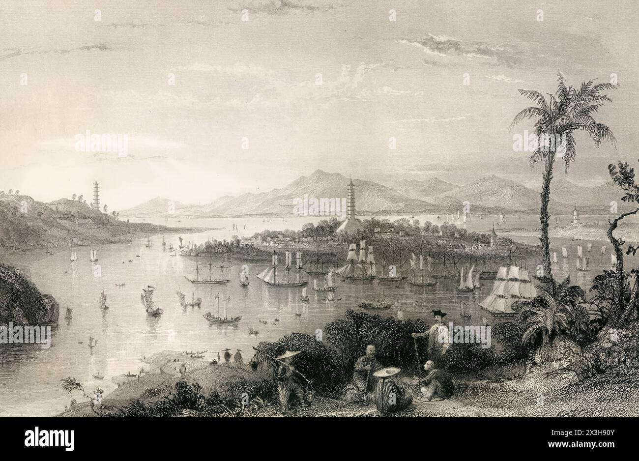 Whampoa, de l'île des Danois / Guangzhou Guangdong Chine / dessiné par T.. Alliage gravé par W.A.le petit Banque D'Images