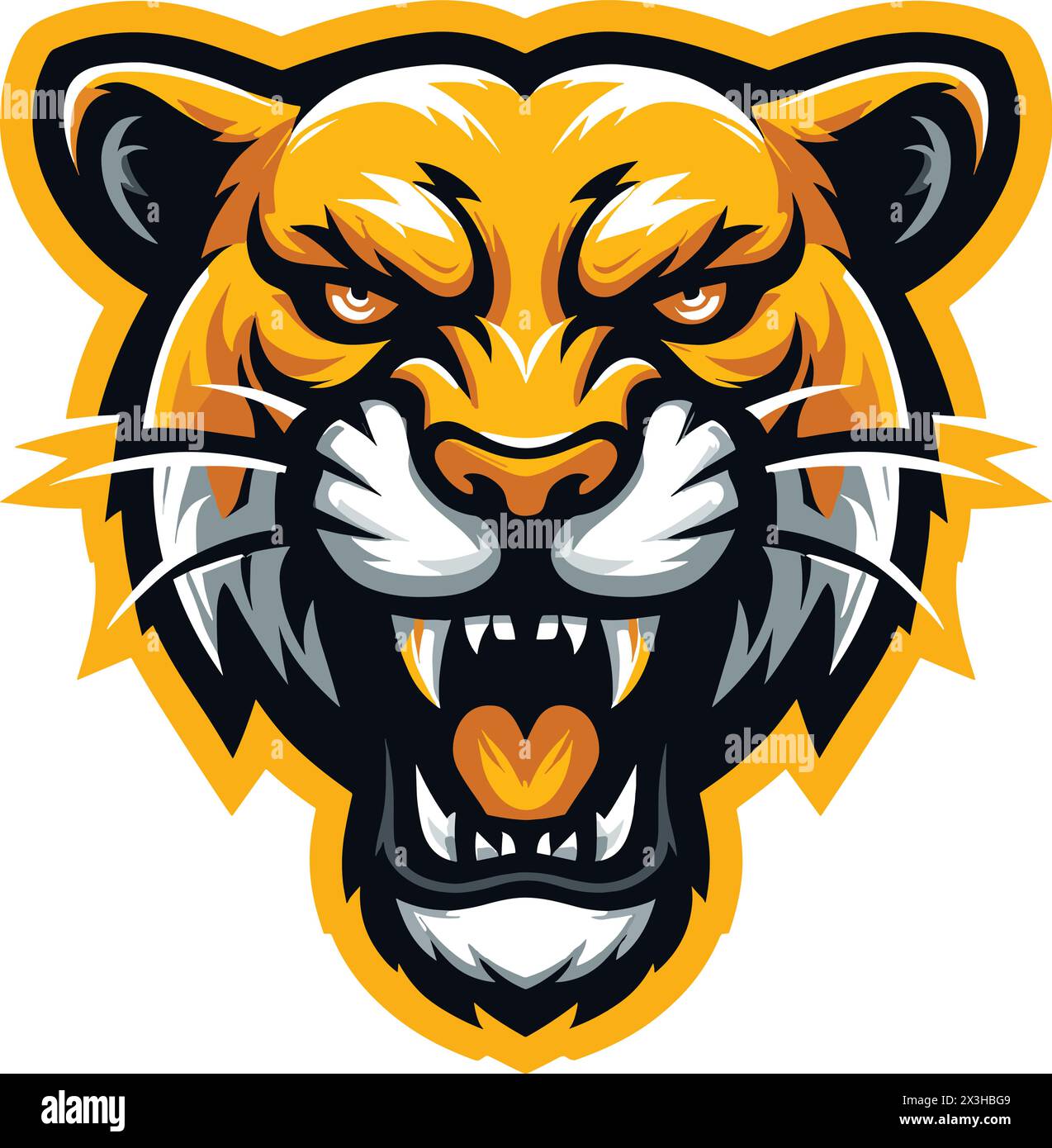 Logo de mascotte de tête de tigre rugissant Illustration de Vecteur
