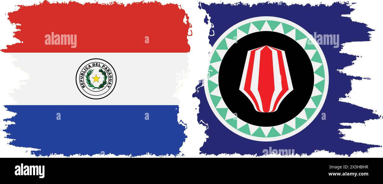 Bougainville et Paraguay grunge drapeaux connexion, vecteur Illustration de Vecteur