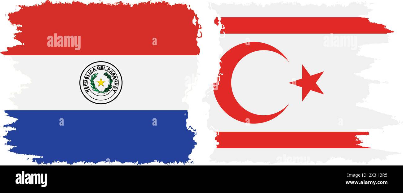 République turque de Chypre du Nord et Paraguay grunge drapeaux connexion, vecteur Illustration de Vecteur