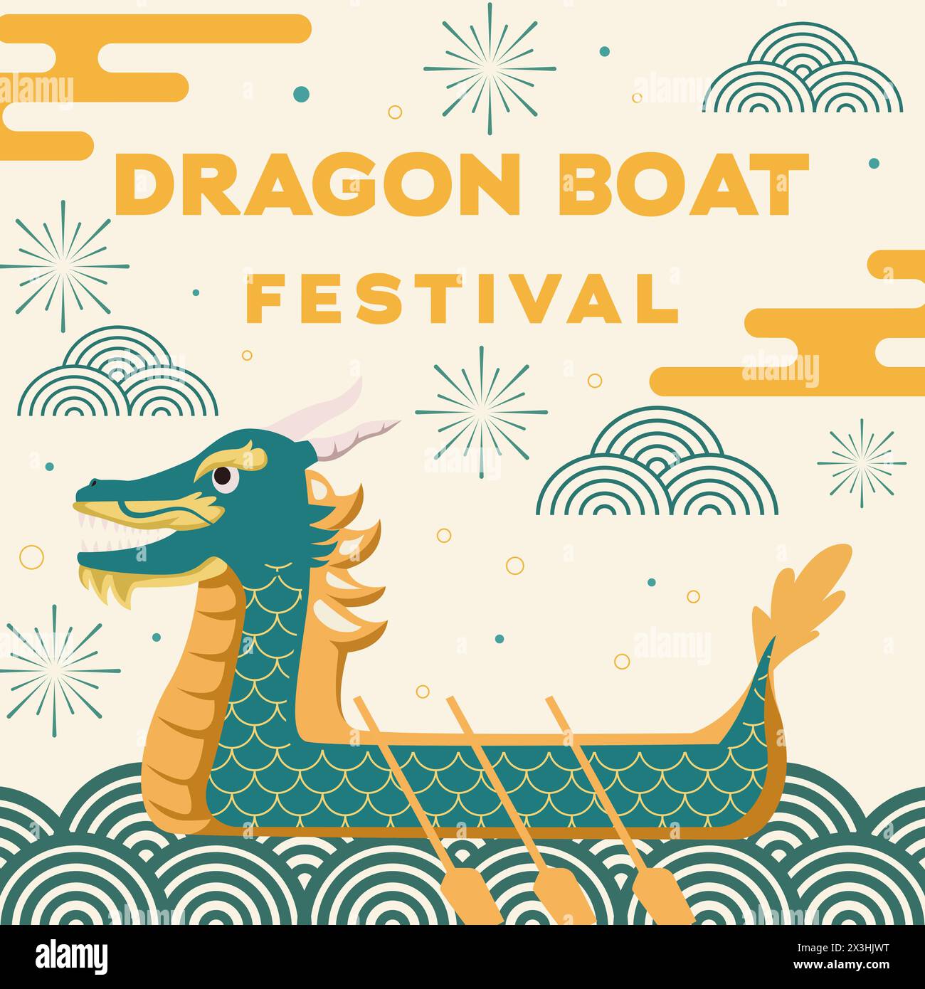 vecteur d'illustration de festival de bateau dragon de conception plate Illustration de Vecteur