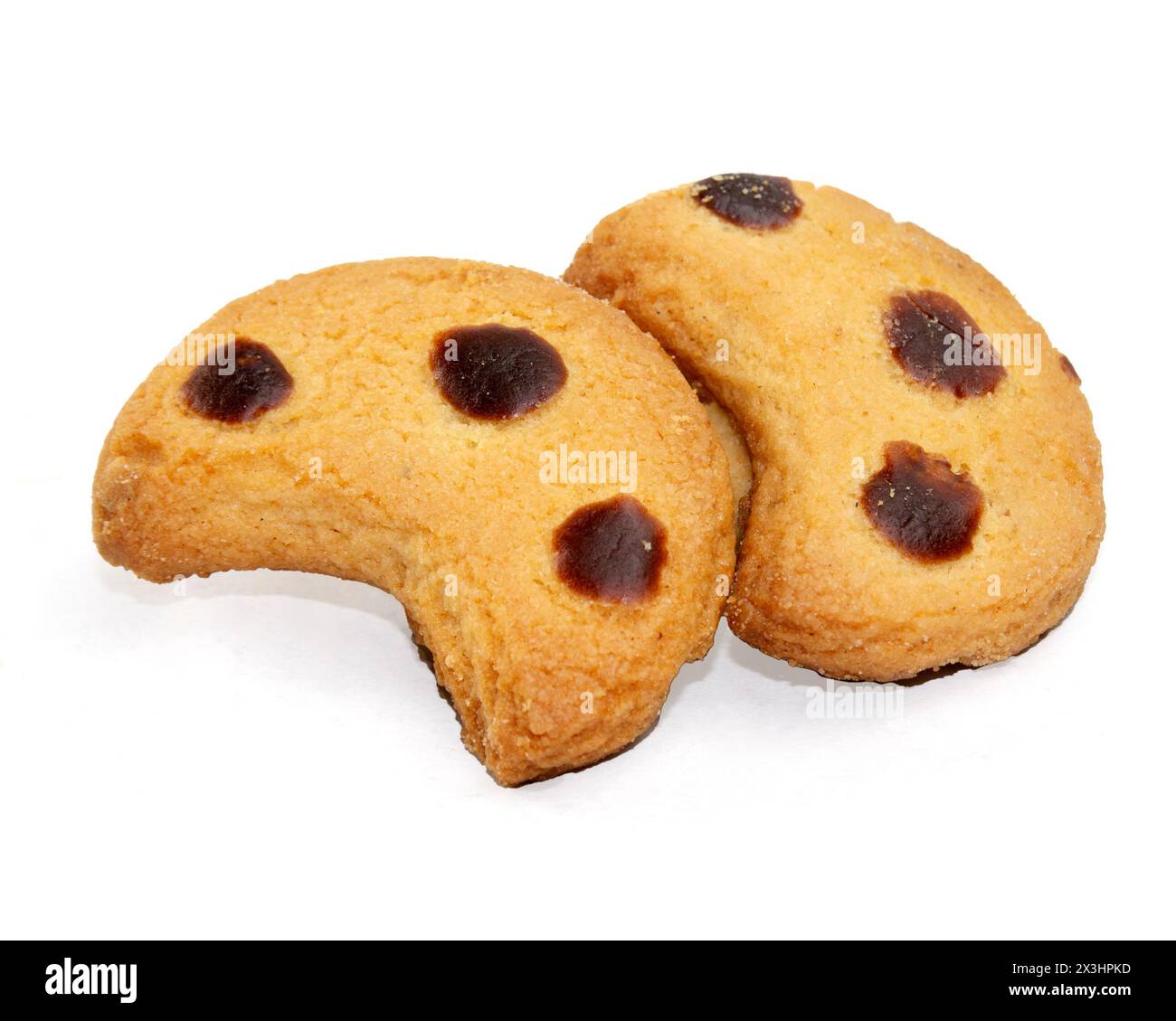 Chanda Biscuit. Trois points de caramel marron dessus. Ces biscuits sont des produits de boulangerie populaires et traditionnels à Chittagong. consommer avec du thé comme matin et e Banque D'Images