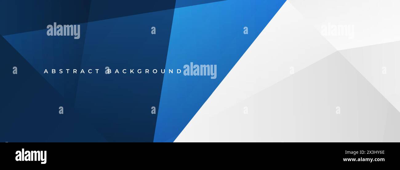Modèle de bannière large moderne bleu et blanc abstrait avec des formes géométriques. Fond abstrait bleu foncé et blanc. Illustration vectorielle Illustration de Vecteur