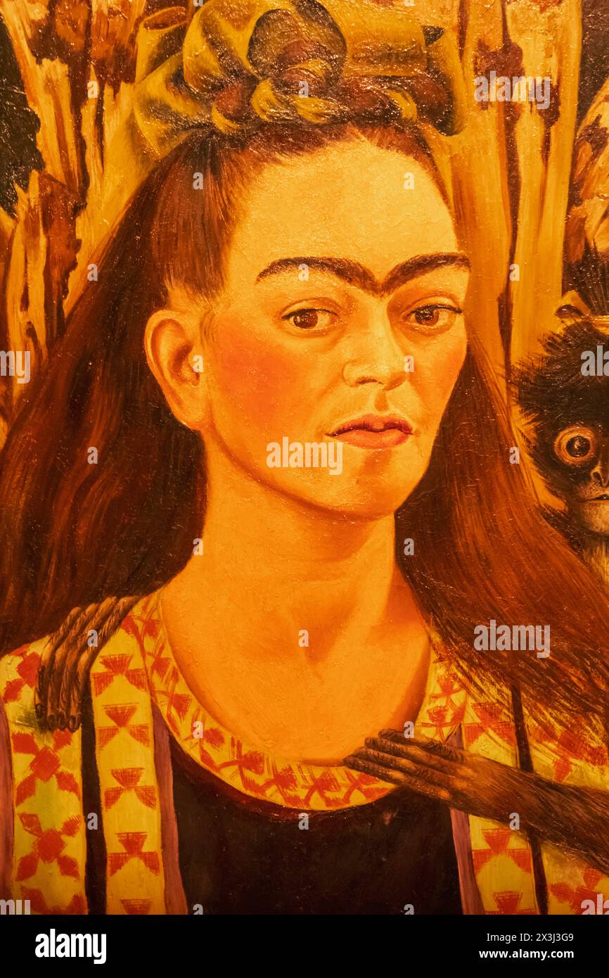 Asia, Singapour, National Gallery, Autoportrait avec singe de Frida Kahlo (1907-1954) daté de 1945 Banque D'Images