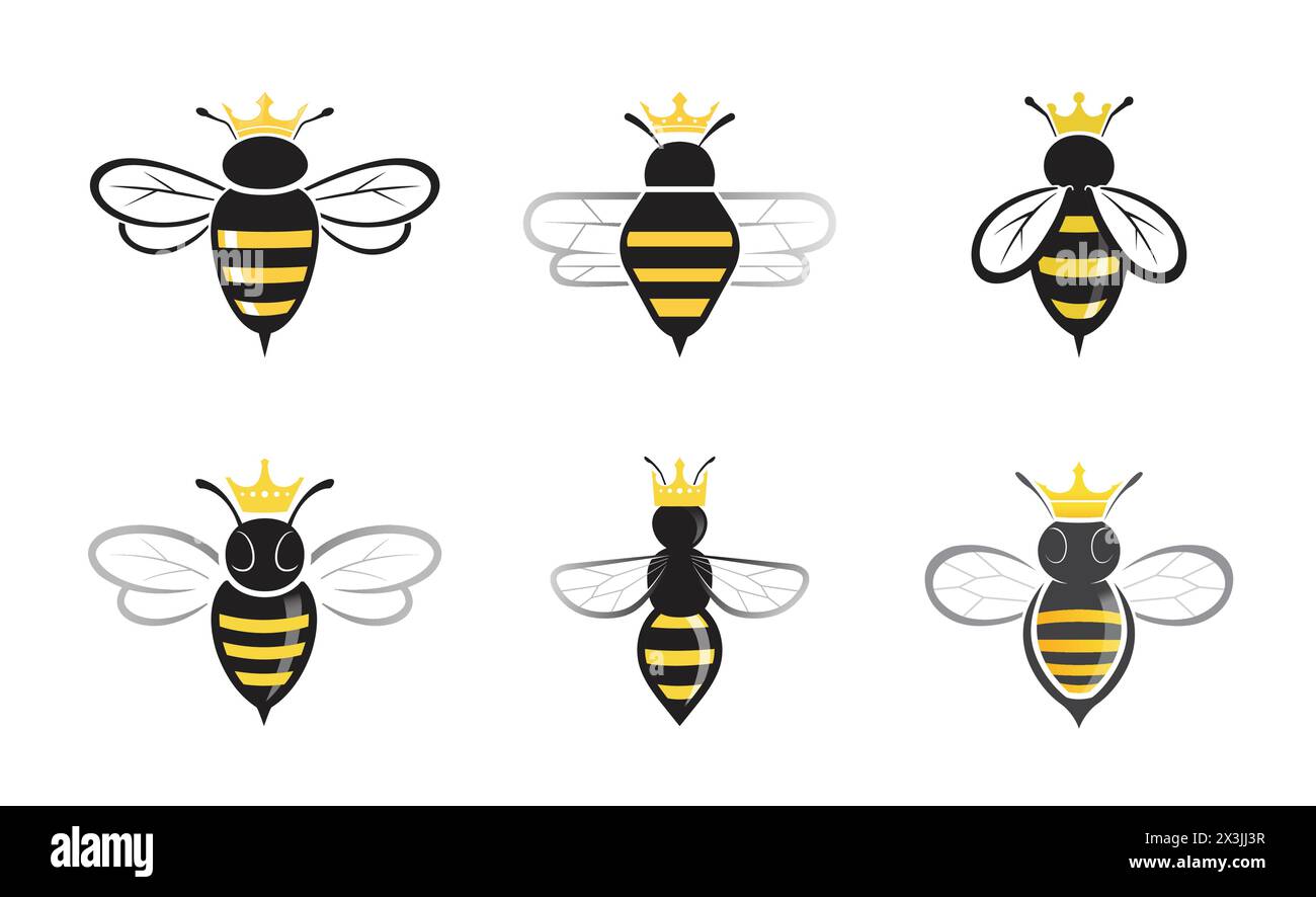 Illustration de symbole vectoriel de logo Creative Queen Bees collection Illustration de Vecteur