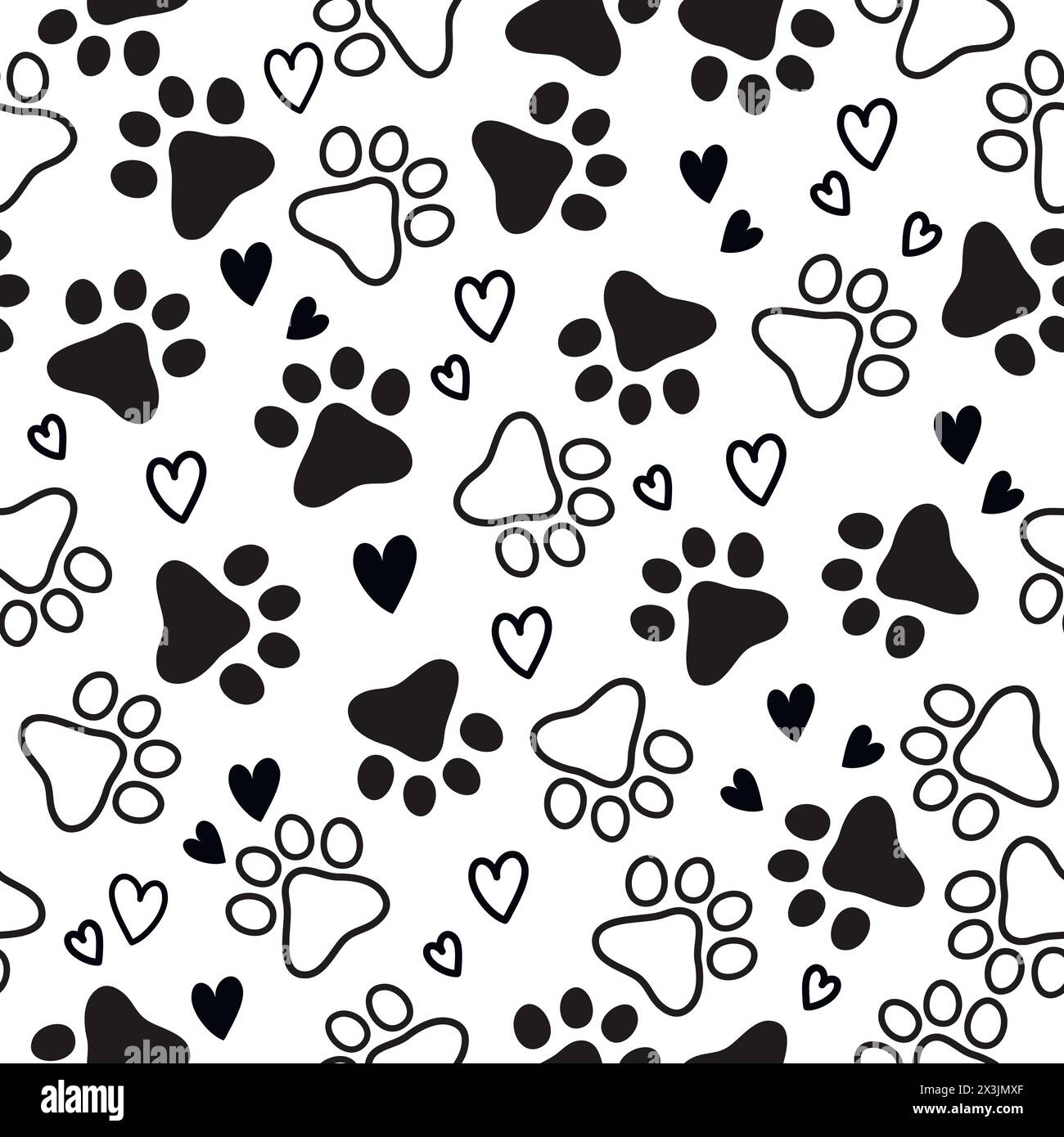 Modèle sans couture avec des animaux mignons pattes. Toilettage. Vétérinaire. Animaux de compagnie. Modèle sans couture pour animalerie, impressions, conception. Illustration de Vecteur