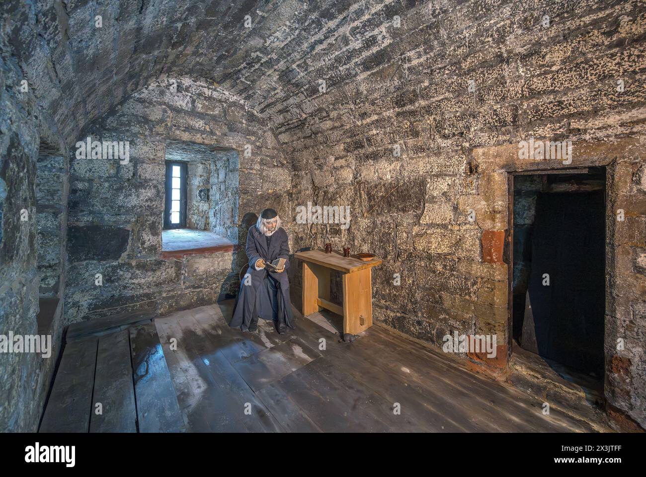 Cellule de l'évêque Wilson, Castle Rushen, Castletown, Île de Man, Angleterre, ROYAUME-UNI Banque D'Images