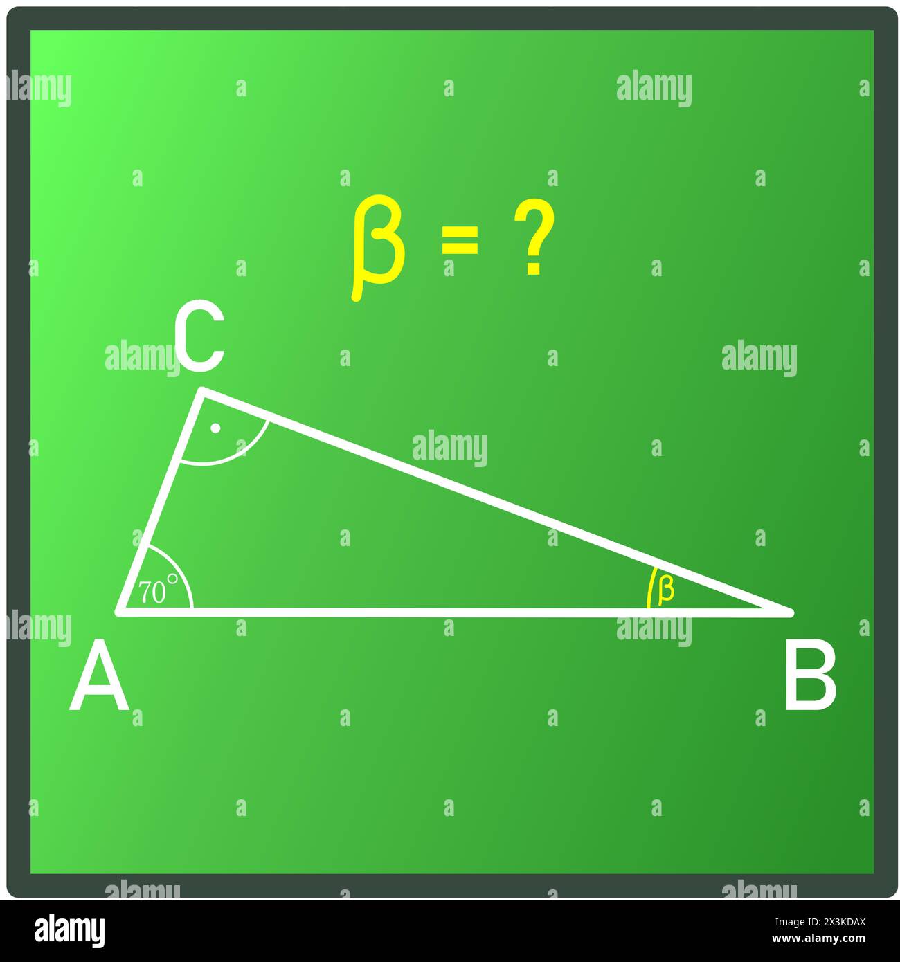 Représentation graphique des propriétés des angles intérieurs dans un triangle, où deux angles sont entrés, dont l'un est droit et l'autre Illustration de Vecteur
