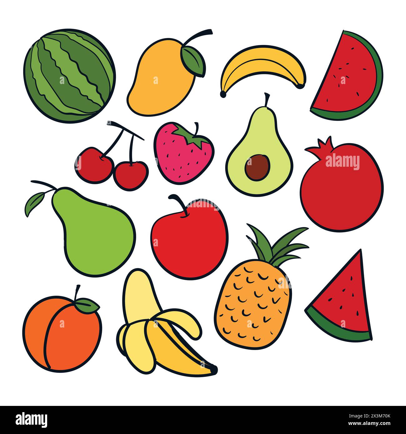Fruit Drawing Set Vector fruit Scribbles icônes Doodle. Vecteur de fruits Illustration de Vecteur