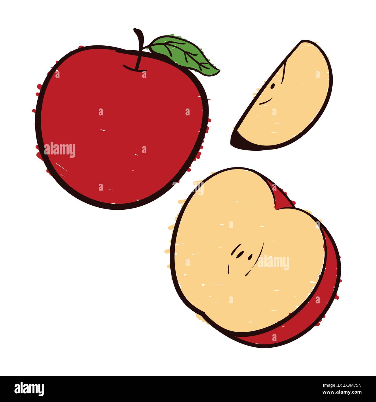 Apple fruit Drawing Set vecteur Apple Scribbles icônes Doodle. Vecteur Apple Illustration de Vecteur