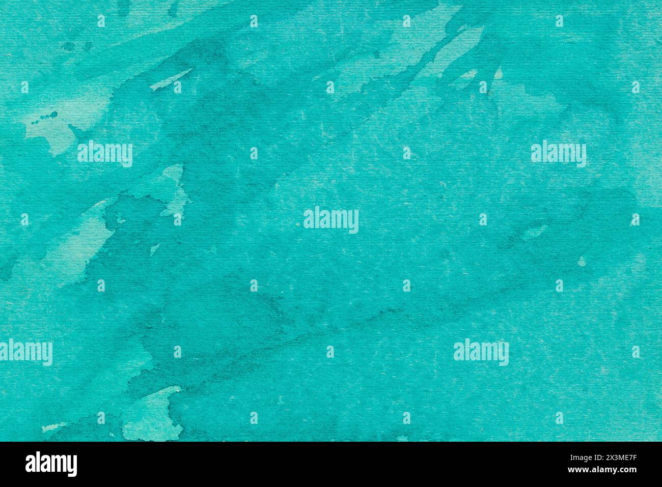 fond d'aquarelle peint turquoise sur texture de papier Banque D'Images