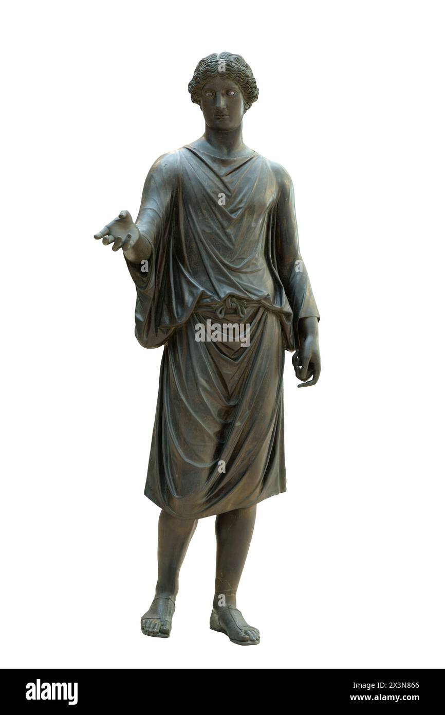 Statue en bronze de Camille. Statue en bronze coulée avec des globes oculaires argentés, identifié avec un Camille - jeune homme qui a aidé le prêtre pendant le sacrifice Banque D'Images