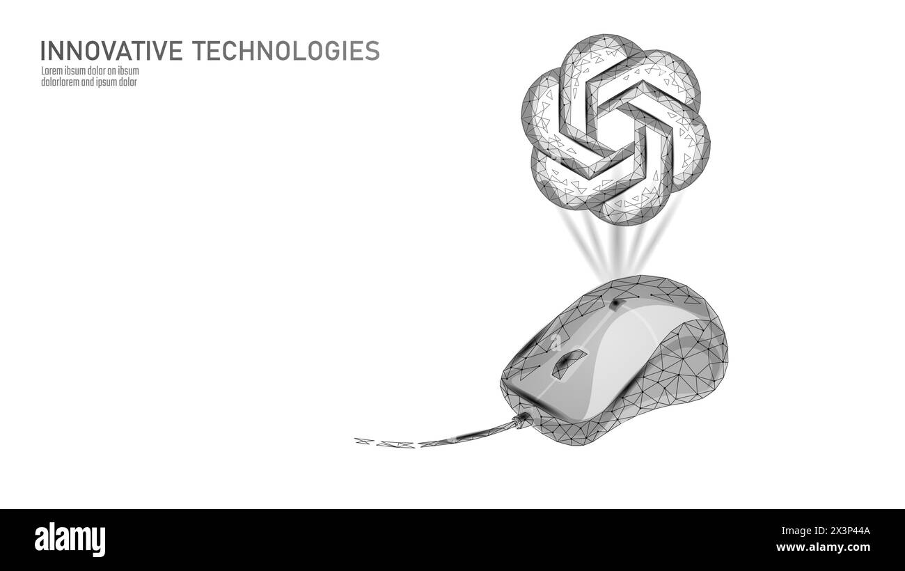 Souris d'ordinateur avec intelligence artificielle Chat GPT. Machine learning en ligne illustration vectorielle blanche Californie - 25 mars 2023. Illustration de Vecteur