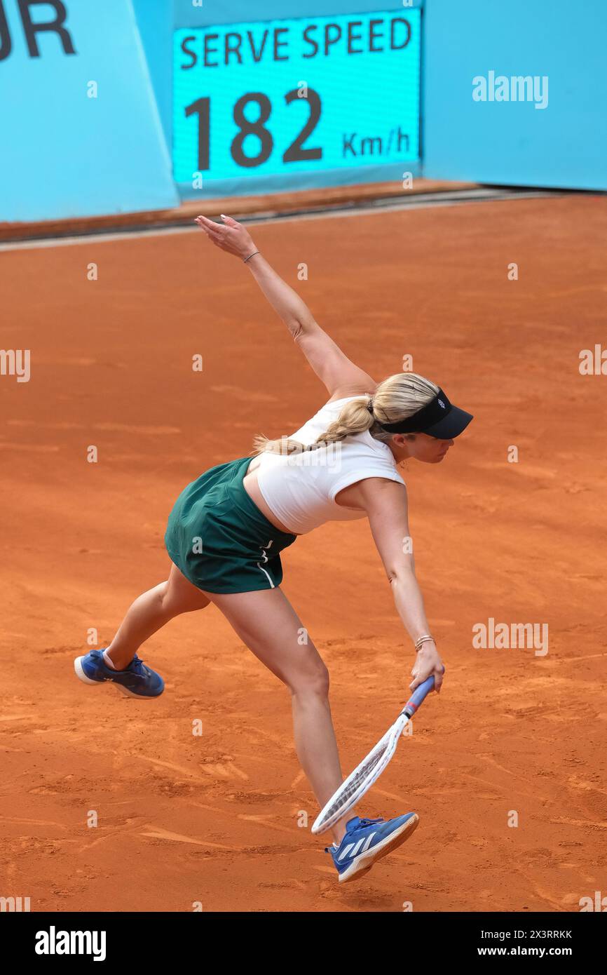 L'US Danielle Collins lors de la troisième manche du tournoi WTA Tour Madrid Open 2024 contre Jacqueline Cristian à Caja Magica in MAD Banque D'Images