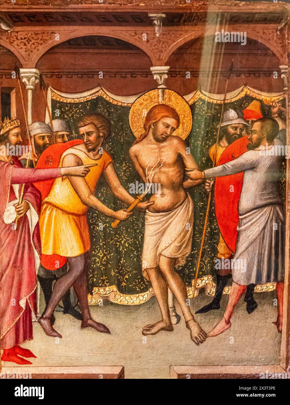 La flagellation, Luca di Tommè, Sienne, 1365, tempera sur panneau, Amsterdam, pays-Bas Banque D'Images