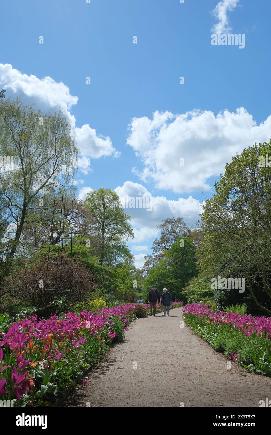 Un couple se promenant dans les jardins de Dunham Massey Banque D'Images