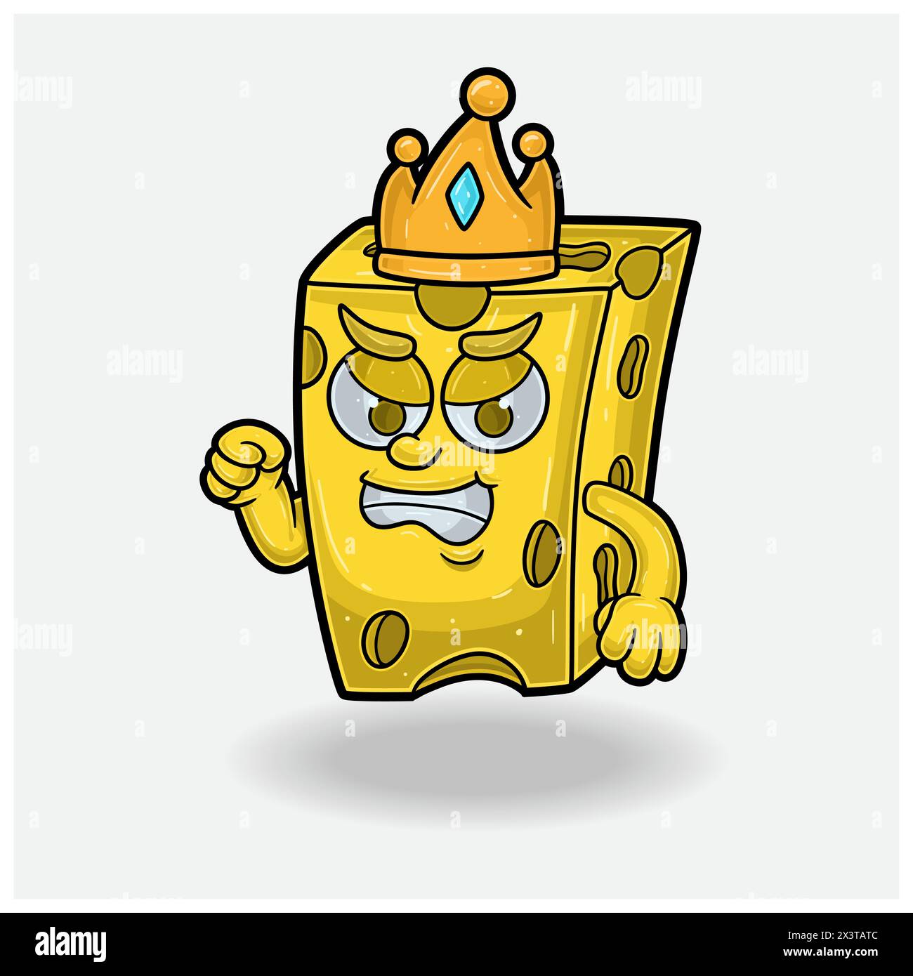 Cheese Mascot personnage Cartoon avec une expression en colère. Illustrations vectorielles Illustration de Vecteur