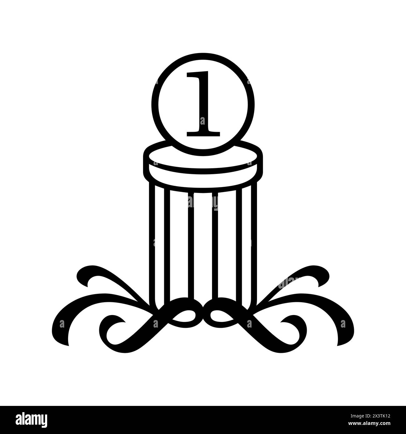 Vecteur d'icône du prix de la première place. Colonne numéro un. Symbole du podium de la victoire. Illustration de Vecteur