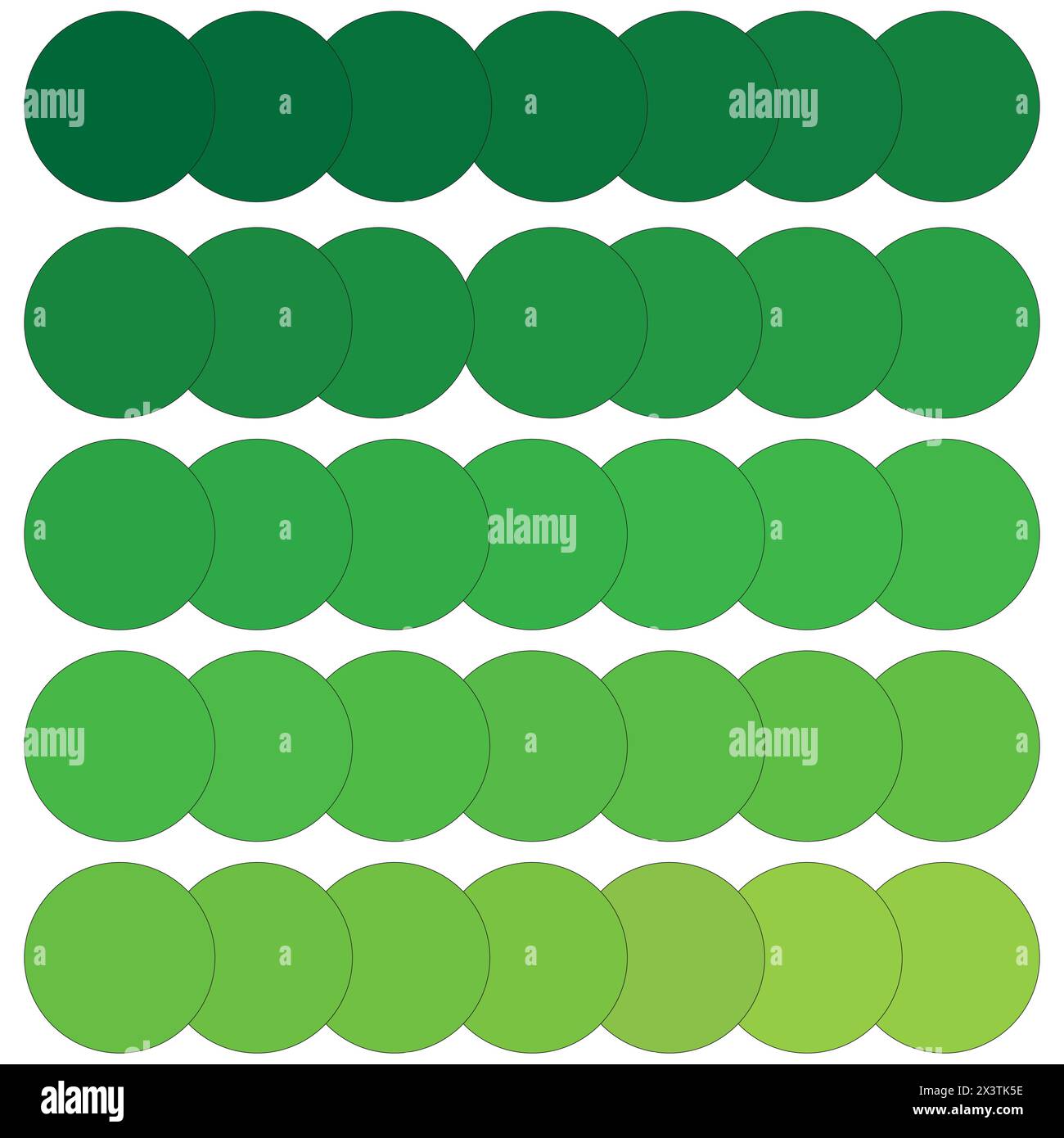 Vecteur de cercles de palette de couleurs. Nuances de vert dégradé. Elément de conception graphique. Illustration de Vecteur