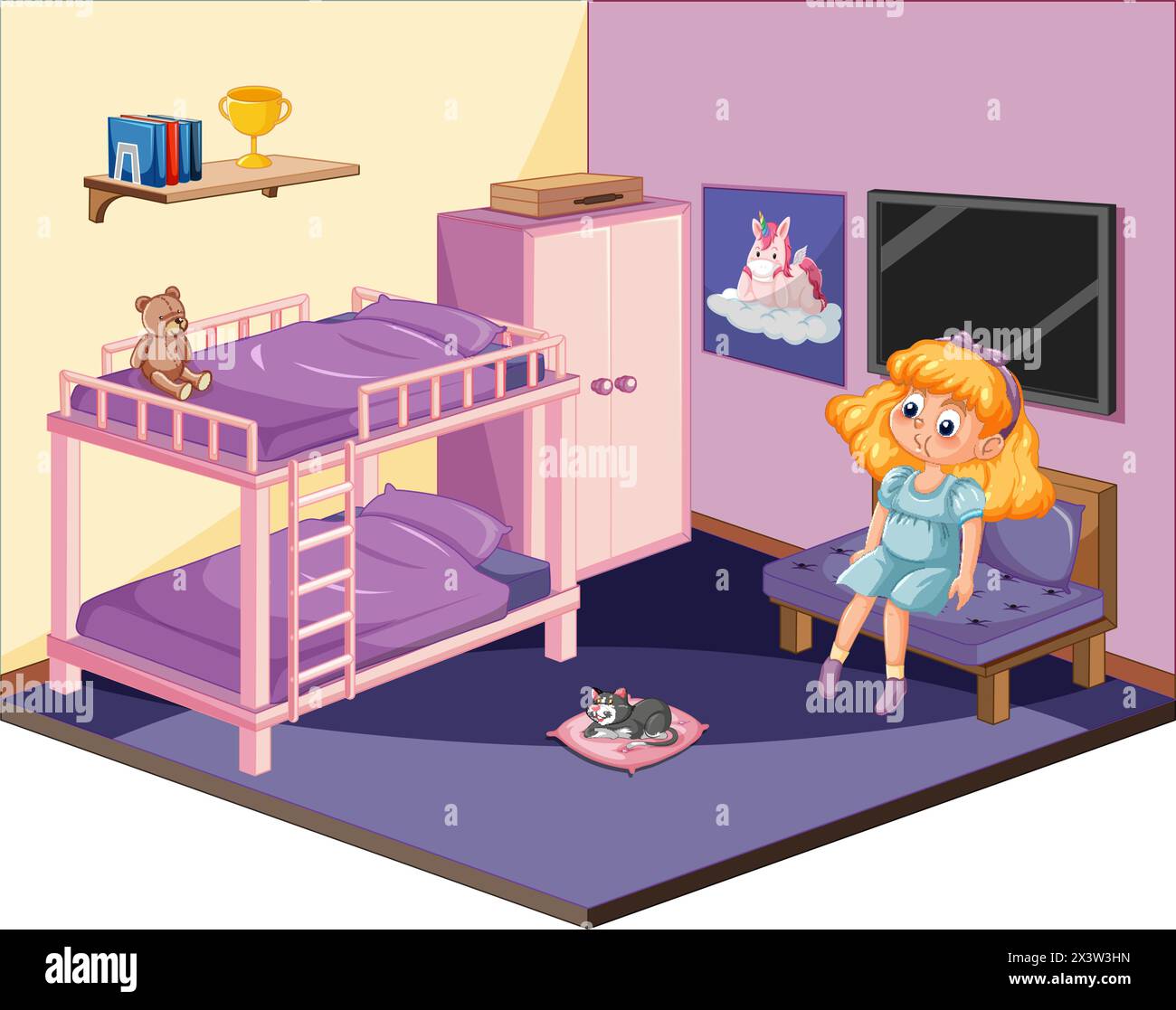 Illustration vectorielle de la scène de chambre d'un enfant Illustration de Vecteur