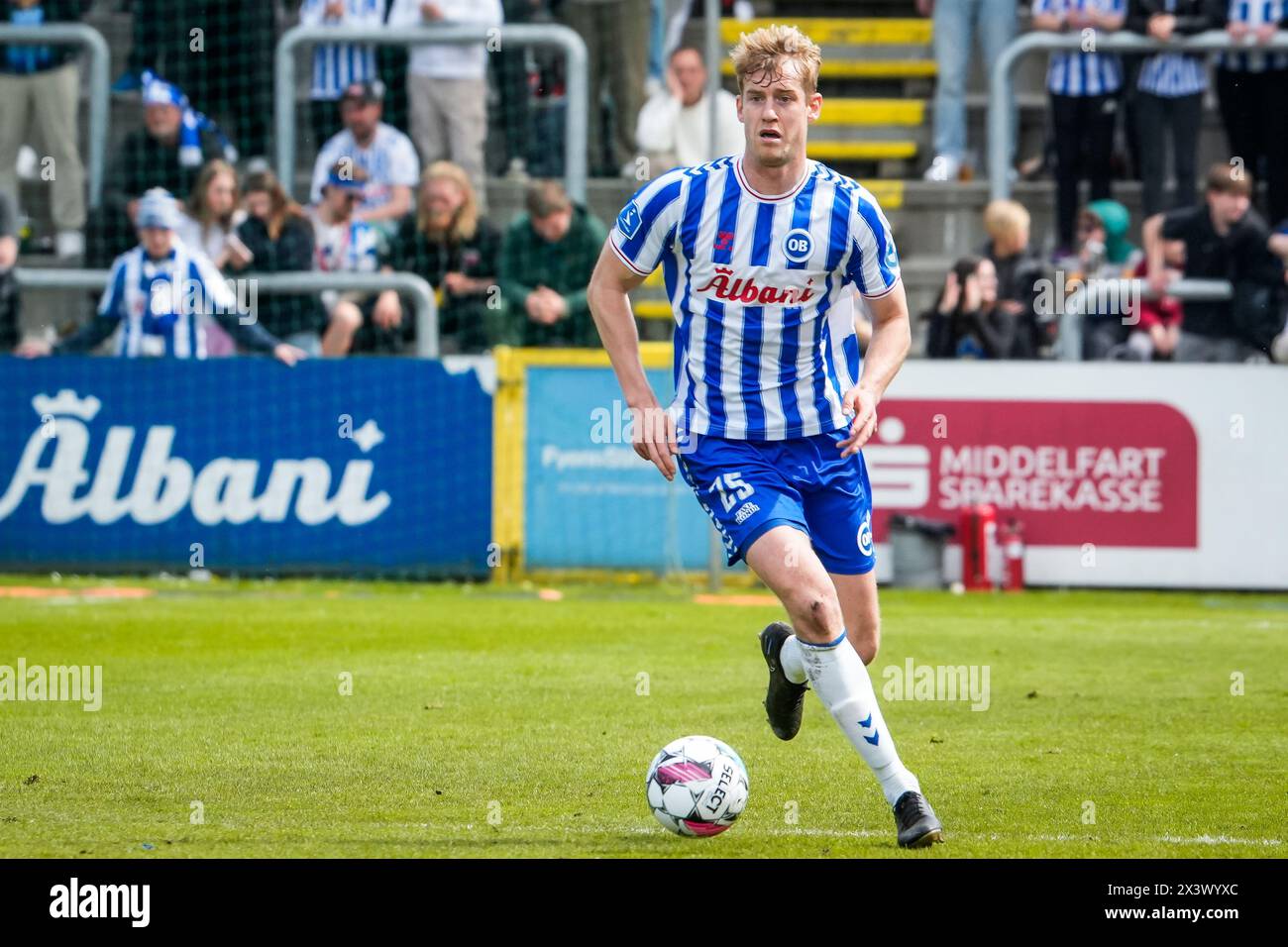 Odense, Danemark. 28 avril 2024. Filip Helander (25 ans) d'OB vu lors du match de 3F Superliga entre Odense BK et Hvidovre IF au Parc énergétique naturel d'Odense. (Crédit photo : Gonzales photo - Kent Rasmussen). Banque D'Images