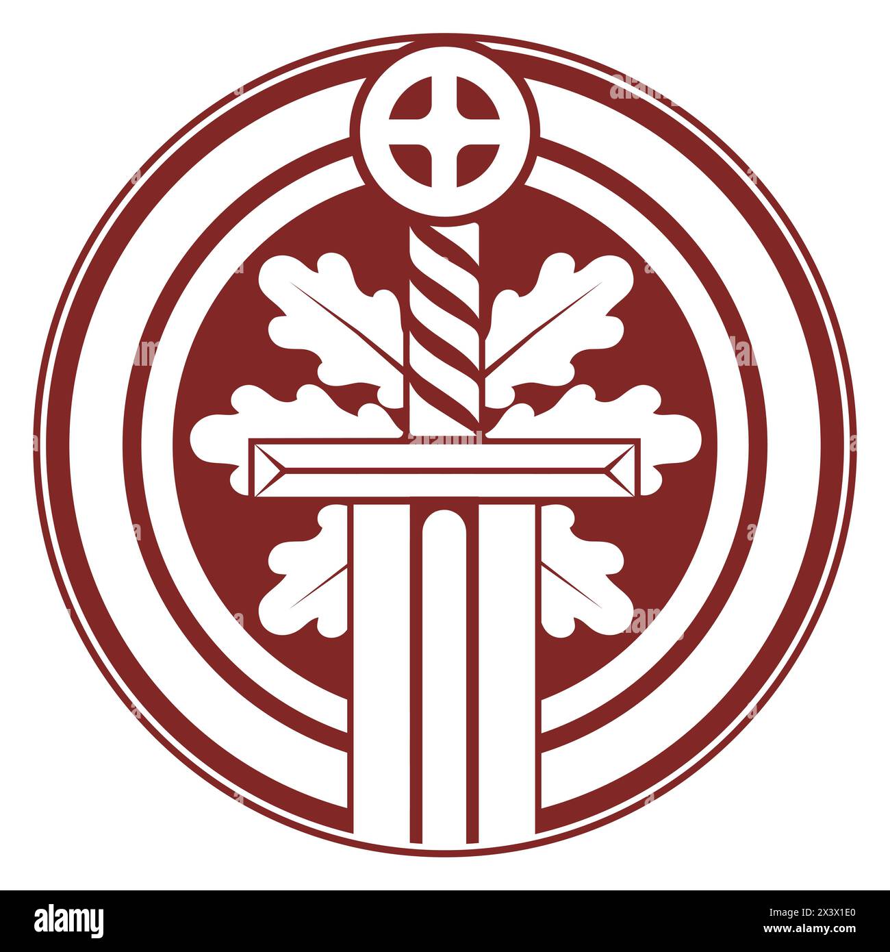 Ancien design scandinave. Épée Viking en feuilles de chêne Illustration de Vecteur