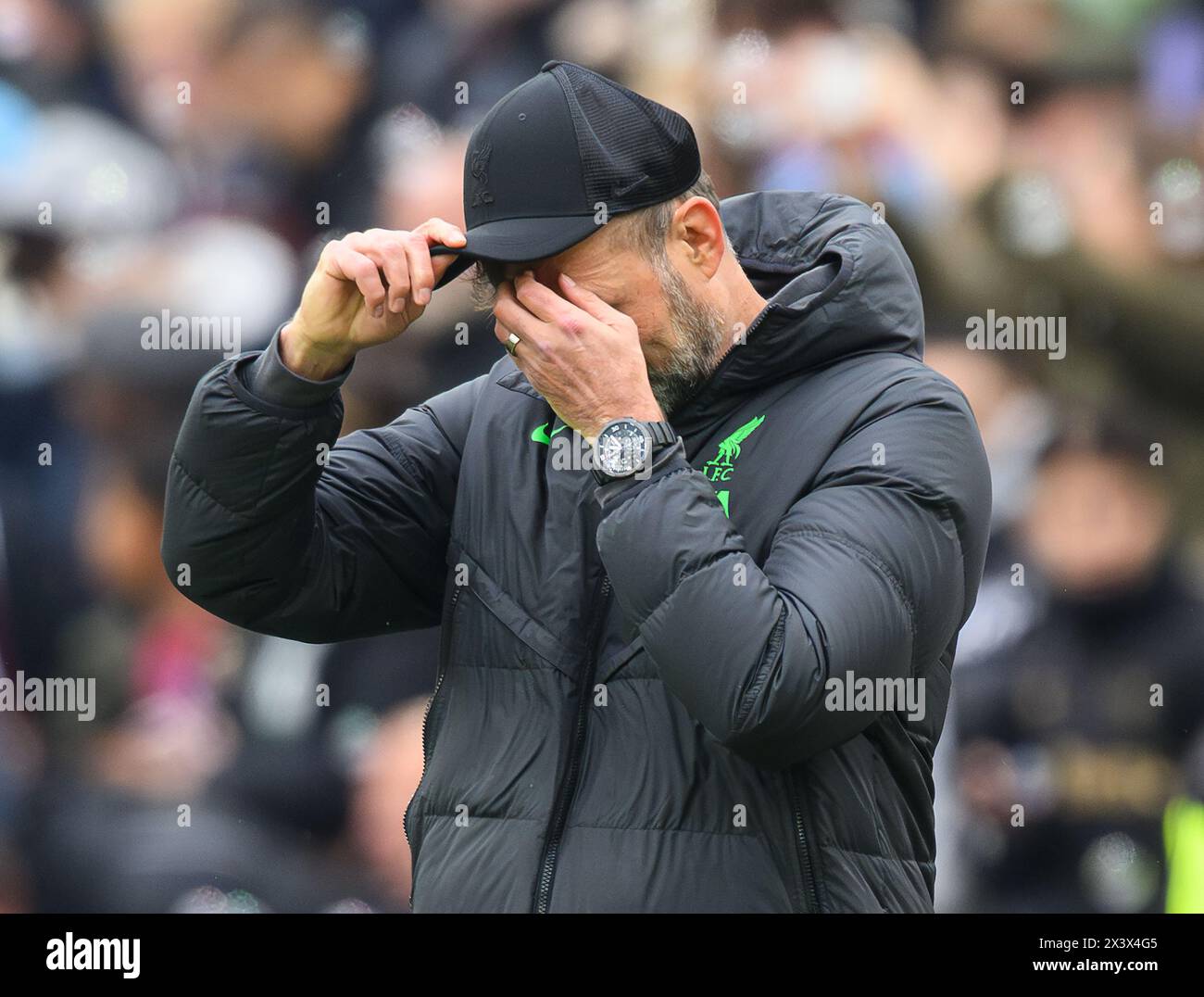 Londres, Royaume-Uni. 27 avril 2024 - West Ham United v Liverpool - premier League - London Stadium. Liverpool Manager Jurgen Klopp. Crédit photo : Mark pain / Alamy Live News Banque D'Images